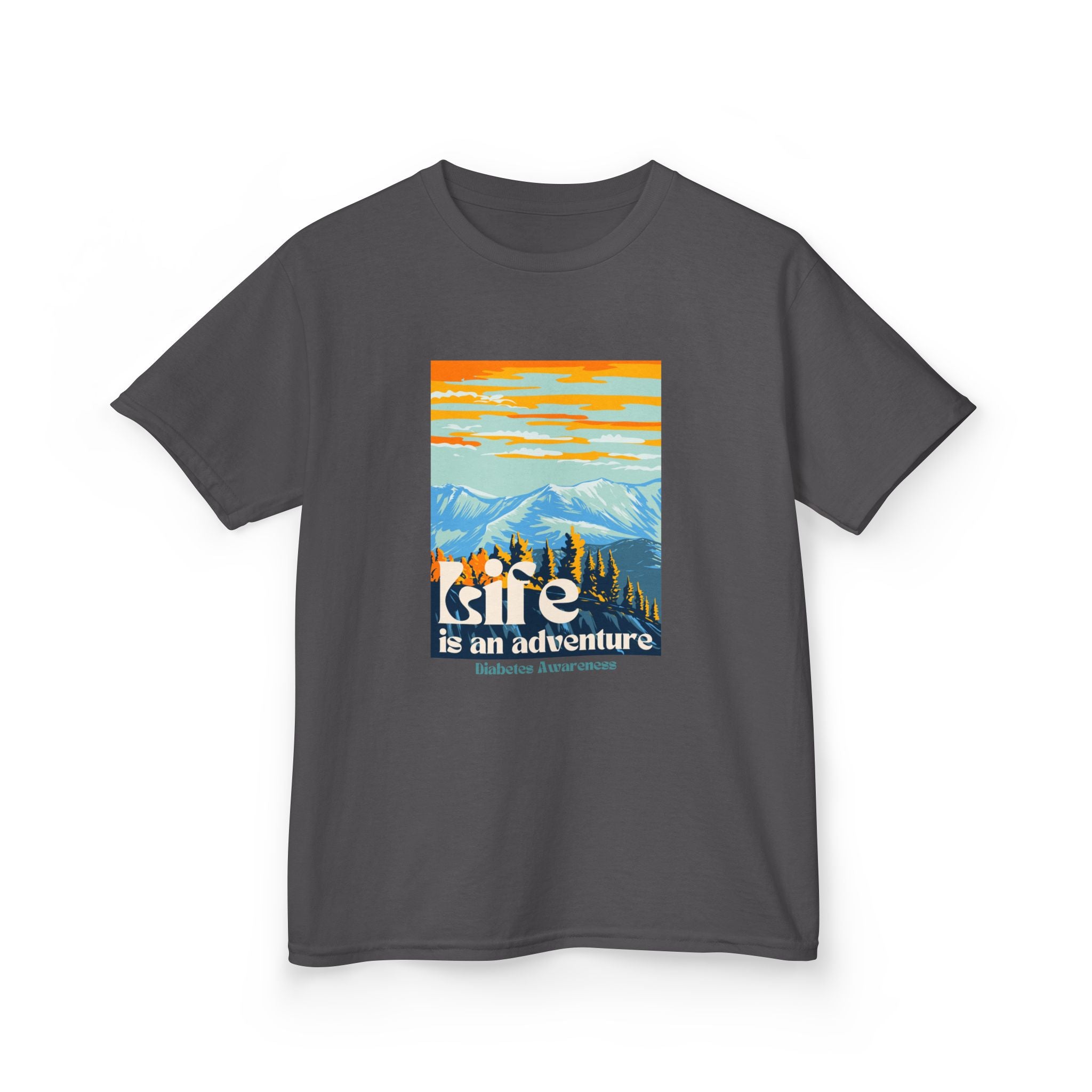 The Diabuddies Store Life is an Adventure, Mountains - Kids Tee Life is an Adventure, Mountains - Kids Tee: Inspire your little explorer with our "Life is an Adventure, Mountains" Kids Tee! This super soft and comfortable t-shirt is perfect for young adve