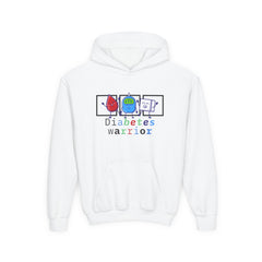 The Diabuddies Store Diabetes Warrior (with icons) - Youth Hoodie Diabetes Warrior (with icons) - Youth Hoodie: Empower your young champion with our "Diabetes Warrior" Youth Hoodie! This super-comfy hoodie proudly displays the spirit of a true warrior, fe
