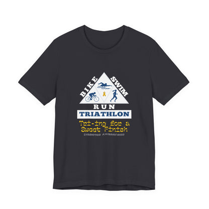The Diabuddies Store Diabetes & Triathlon - Unisex Tee Diabetes & Triathlon - Unisex Tee: The "Tri-ing for a Sweet Finish" slogan is a powerful nod to both your athletic goals and your journey with diabetes. It's about achieving victory on your own terms.