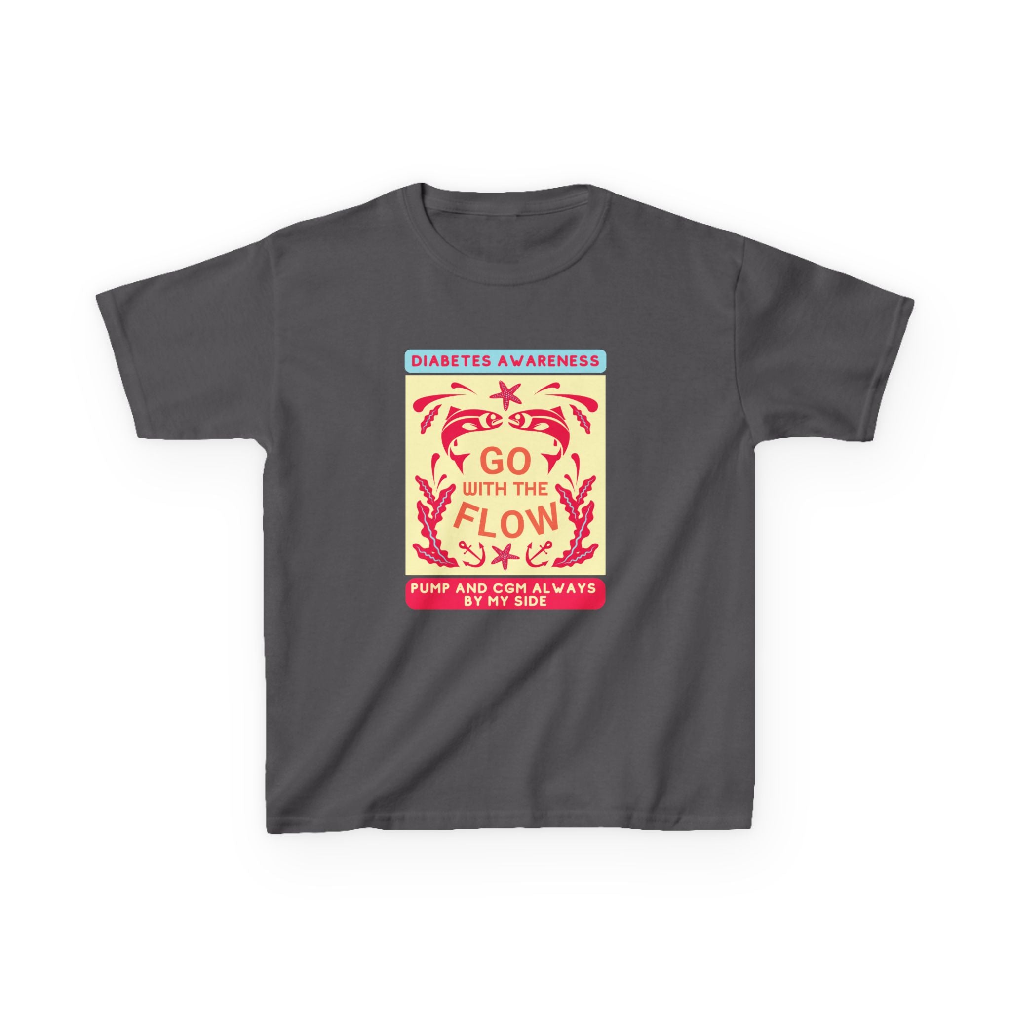 The Diabuddies Store Go with the Flow - Kids Tee Go with the Flow - Kids Tee: Embrace your journey with confidence in our vibrant "Go with the Flow" kids Tee. Engineered for those who live with a pump and CGM, this tank ensures your devices are always wit