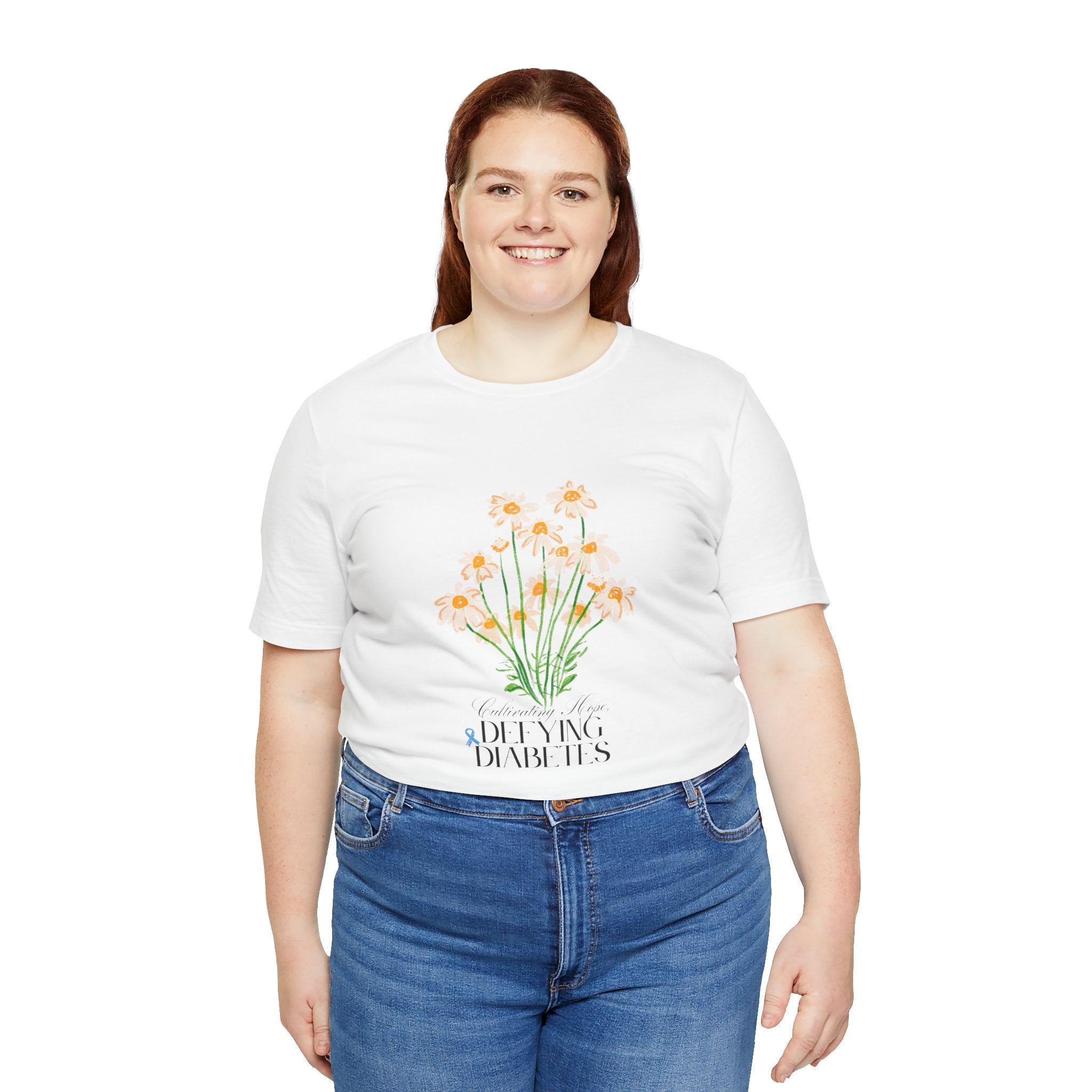The Diabuddies Store Cultivating Hope, Defying Diabetes - Unisex Tee Cultivating Hope, Defying Diabetes - Unisex Tee: Wear your message of strength! Our "Cultivating Hope, Defying Diabetes" Unisex Tee is more than just a comfortable shirt; it's a powerful