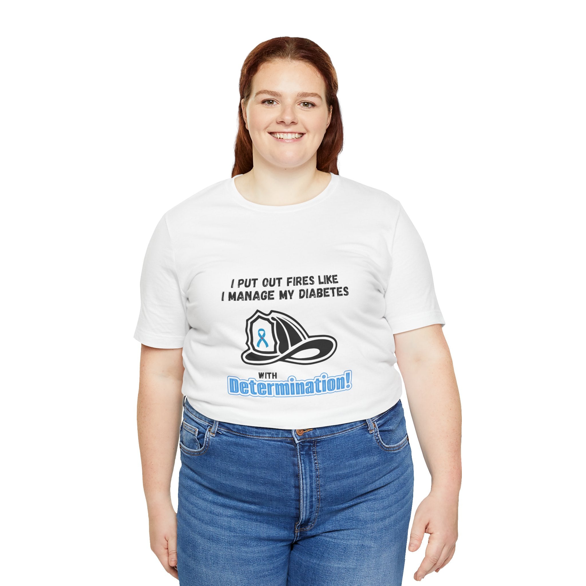 The Diabuddies Store Fight Fires & Diabetes with Determination - Unisex Tee Fight Fires & Diabetes with Determination - Unisex Tee: Brave flames, conquer diabetes. A tee for resilient heroes showing unwavering strength daily. T-Shirts $30.27