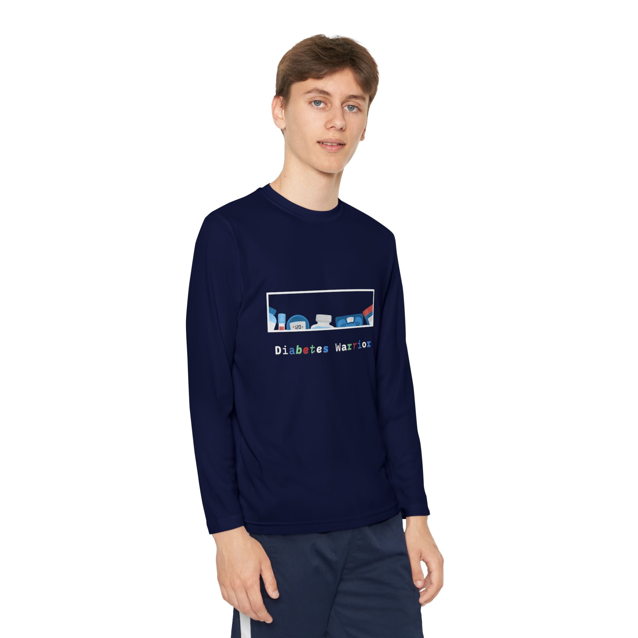 Diabetes Warrior w/supplies - Youth Longsleeve Tee The Diabuddies Store T-Shirts $23.44