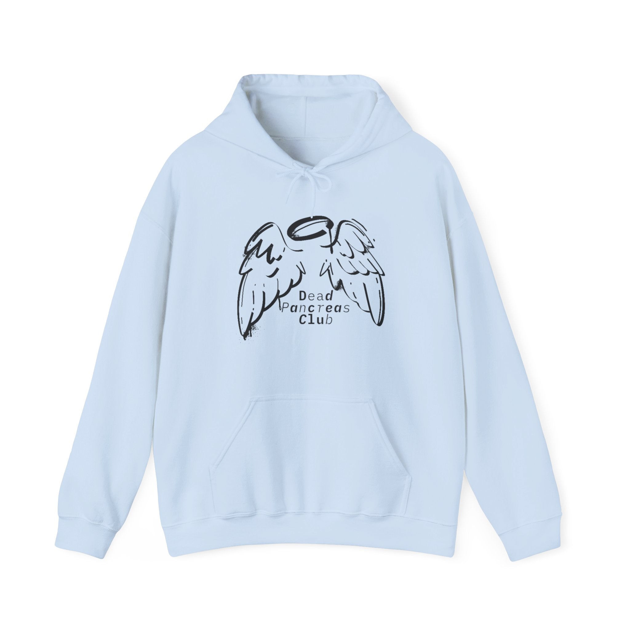 The Diabuddies Store Dead Pancreas Club (Angel Wings) - Unisex Hoodie Dead Pancreas Club (Angel Wings) - Unisex Hoodie: Join the club and wrap yourself in cozy defiance! This warm and uniquely designed hoodie offers a raw, honest, and darkly humorous take