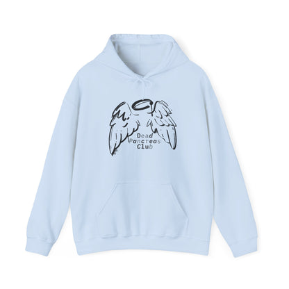 The Diabuddies Store Dead Pancreas Club (Angel Wings) - Unisex Hoodie Dead Pancreas Club (Angel Wings) - Unisex Hoodie: Join the club and wrap yourself in cozy defiance! This warm and uniquely designed hoodie offers a raw, honest, and darkly humorous take
