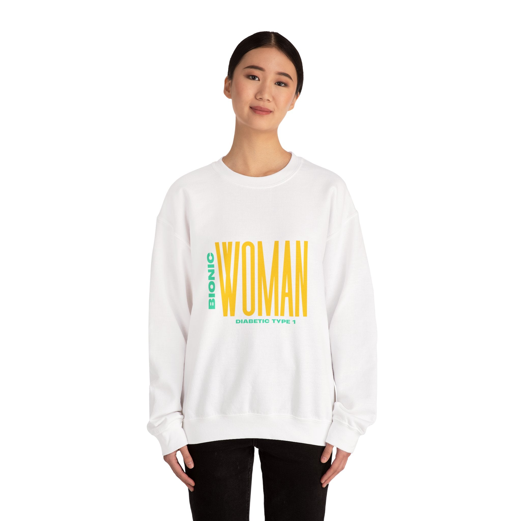The Diabuddies Store Bionic Woman (Diabetes) - Unisex Sweatshirt Bionic Woman (Diabetes) - Unisex Sweatshirt: Unleash your inner Bionic strength! This Unisex Sweatshirt is a powerful statement of resilience, strength, and modern-day heroism for anyone liv