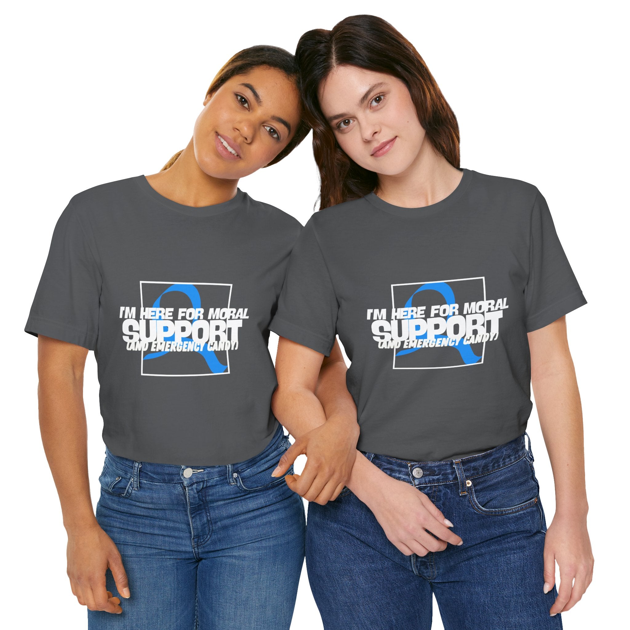 The Diabuddies Store Moral Support and Emergency Candy - Unisex Tee Moral Support and Emergency Candy - Unisex Tee: Being a friend to someone with diabetes means being ready for anything – from offering a listening ear to, well, having some emergency cand