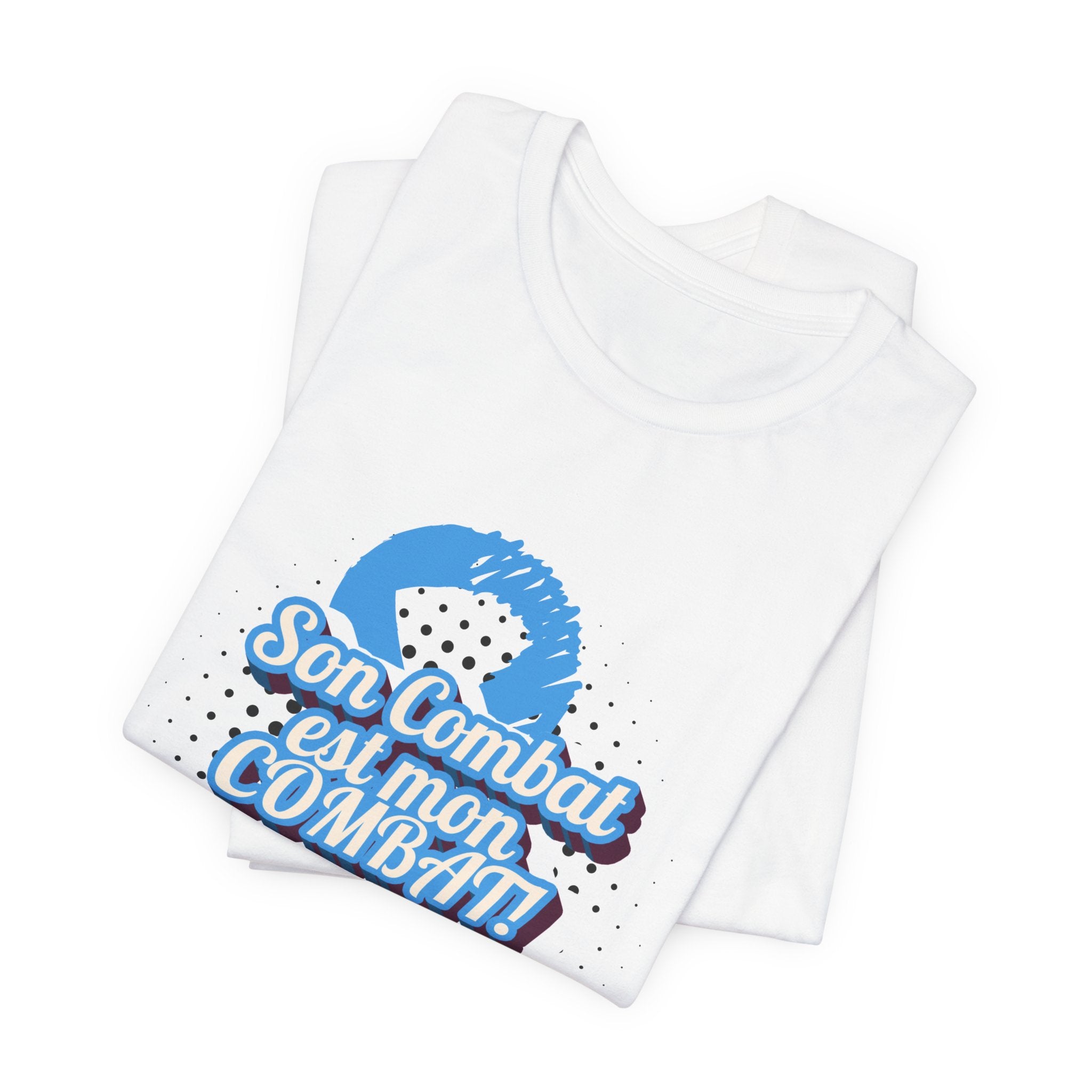 His Fight is my Fight! (French in blue) - Unisex Tee The Diabuddies Store T-Shirts $30.27