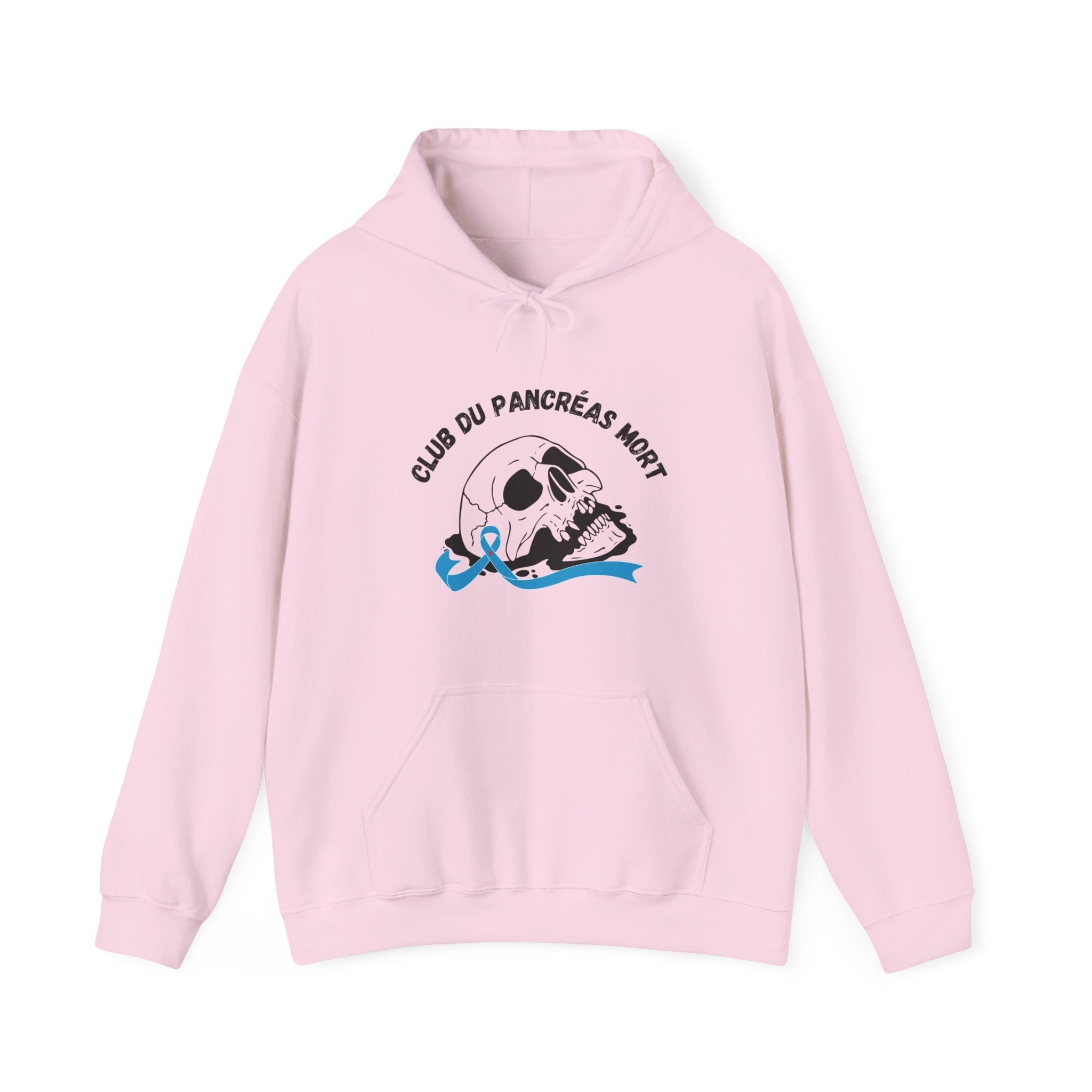 Skull & Blue Ribbon Dead Pancreas Club (French) Hoodie The Diabuddies Store Hoodies $32.41
