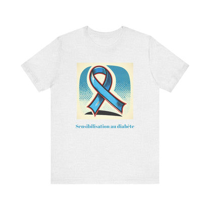 Diabetes Awareness, Blue Ribbon (French) - Unisex Tee The Diabuddies Store T-Shirts $22.50