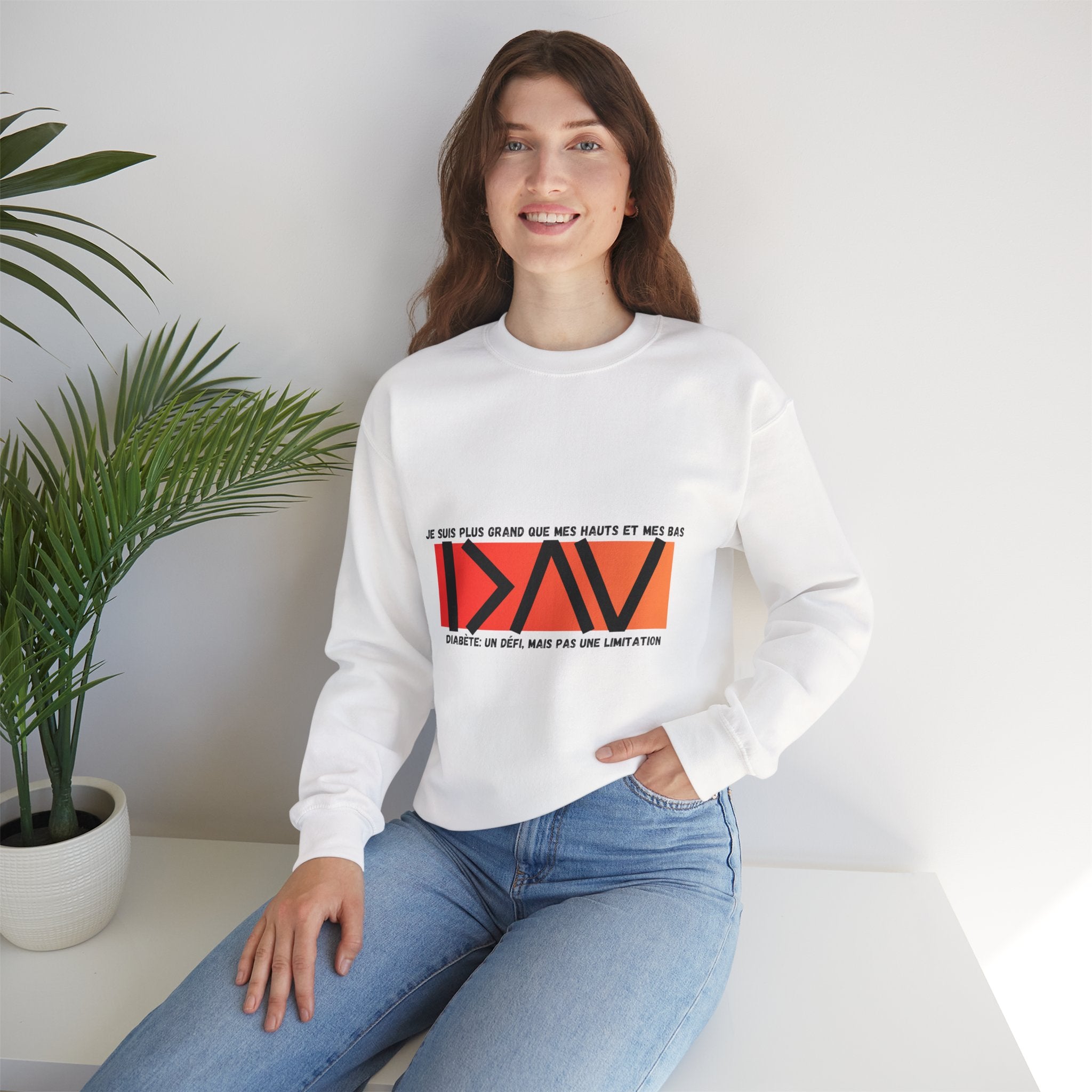 The Diabuddies Store Greater than (French/Orange) - Unisex Sweatshirt Greater than (French/Orange) - Unisex Sweatshirt: Rise above and wrap yourself in strength with the "Greater Than (French/Orange)" Unisex Sweatshirt! Sweatshirts $35.70