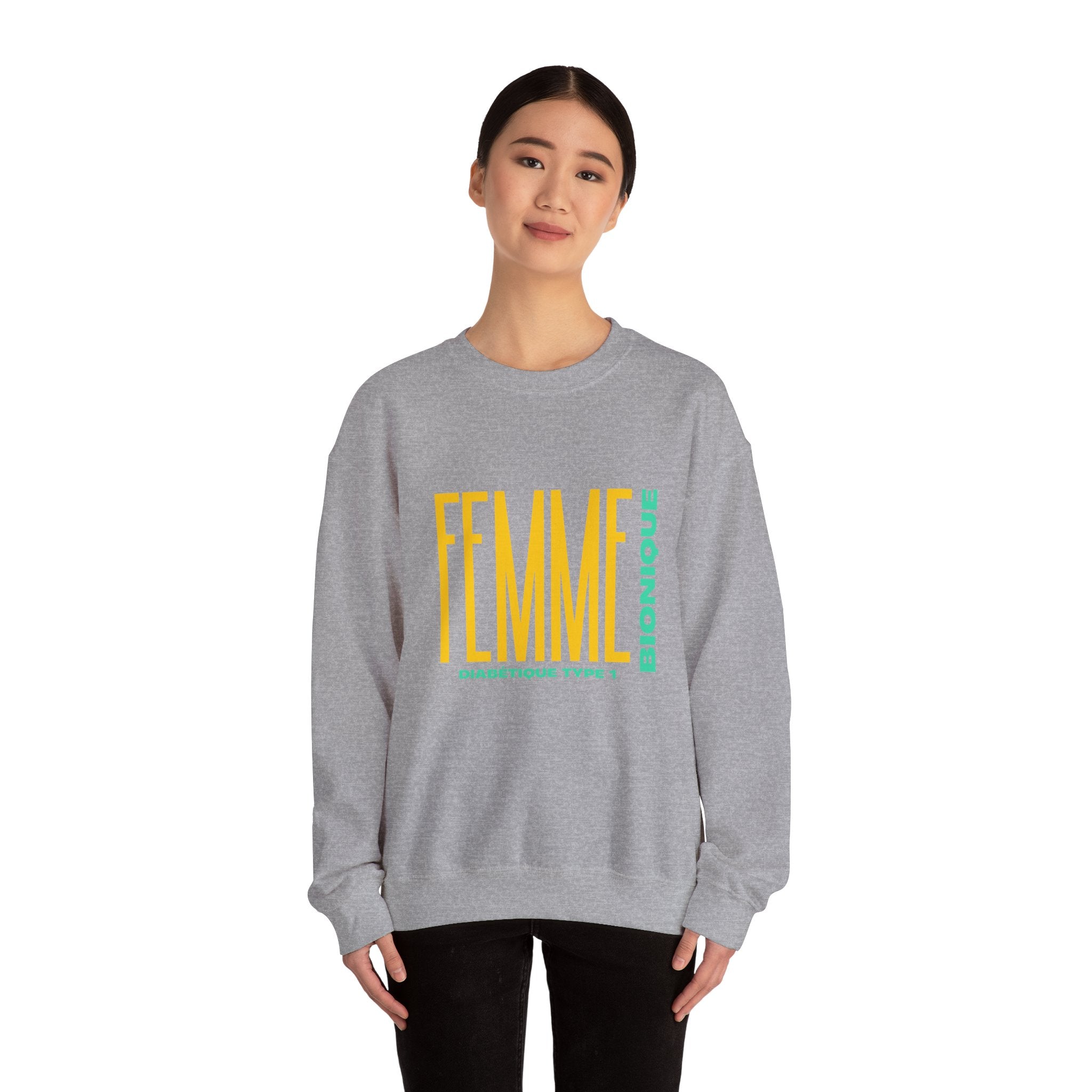 The Diabuddies Store Bionic Woman Diabetes (French) - Unisex Sweatshirt Bionic Woman Diabetes (French) - Unisex Sweatshirt: Unleash your inner Bionic strength! This Unisex Sweatshirt is a powerful statement of resilience, strength, and modern-day heroism