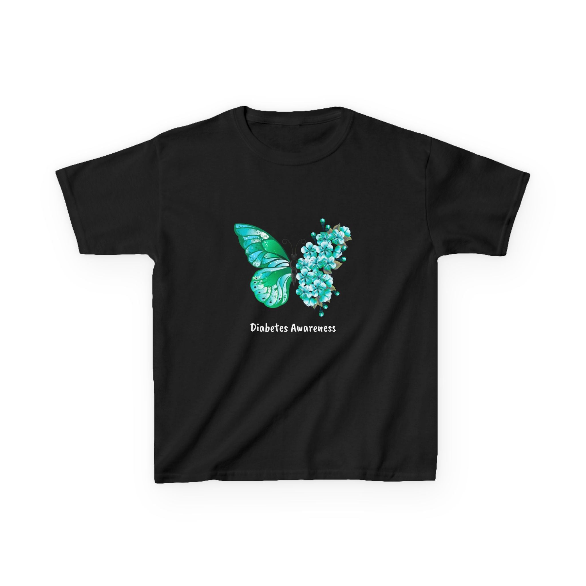 Green Butterfly & Flowers - Kids Tee The Diabuddies Store T-Shirts $19.22