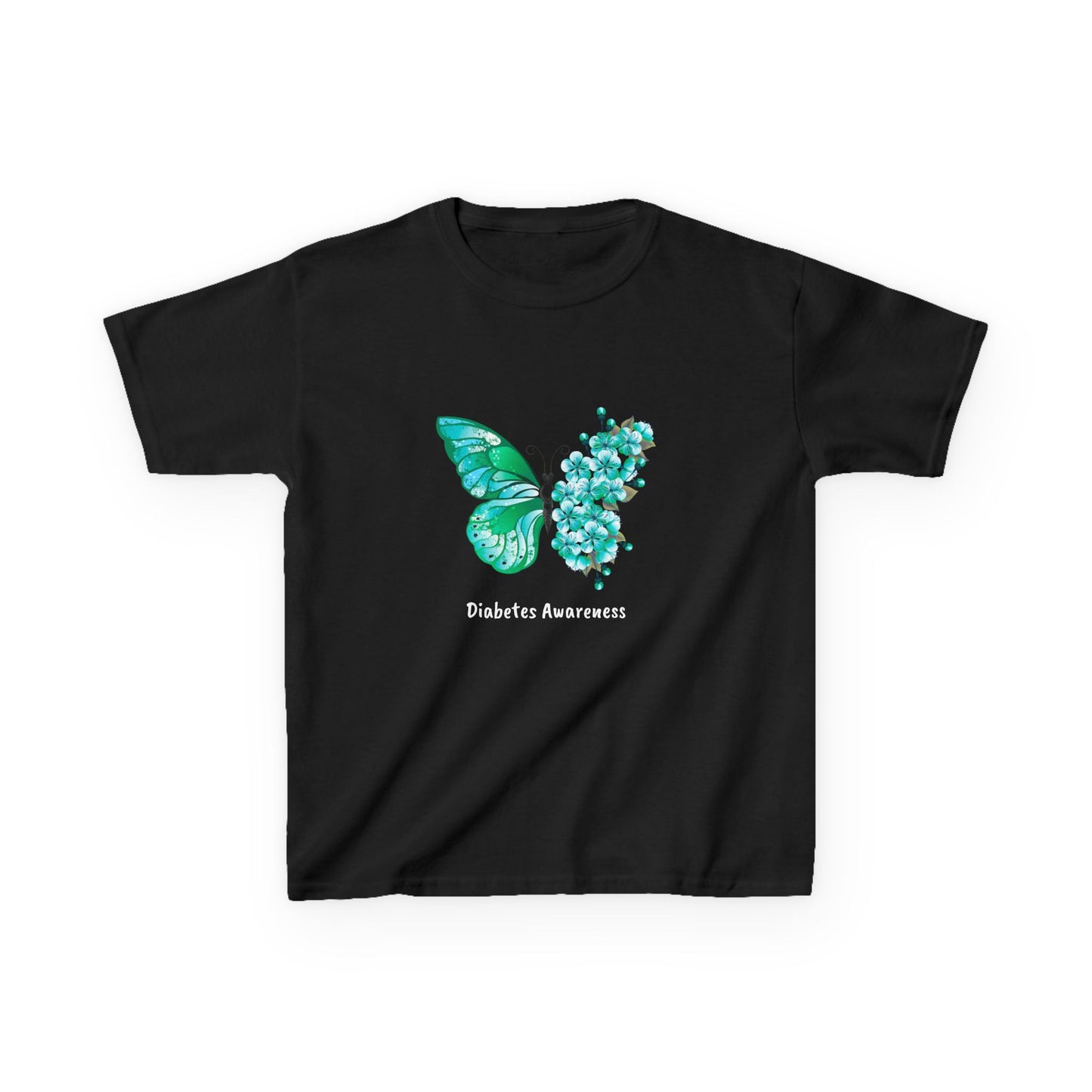 Green Butterfly & Flowers - Kids Tee The Diabuddies Store T-Shirts $19.22