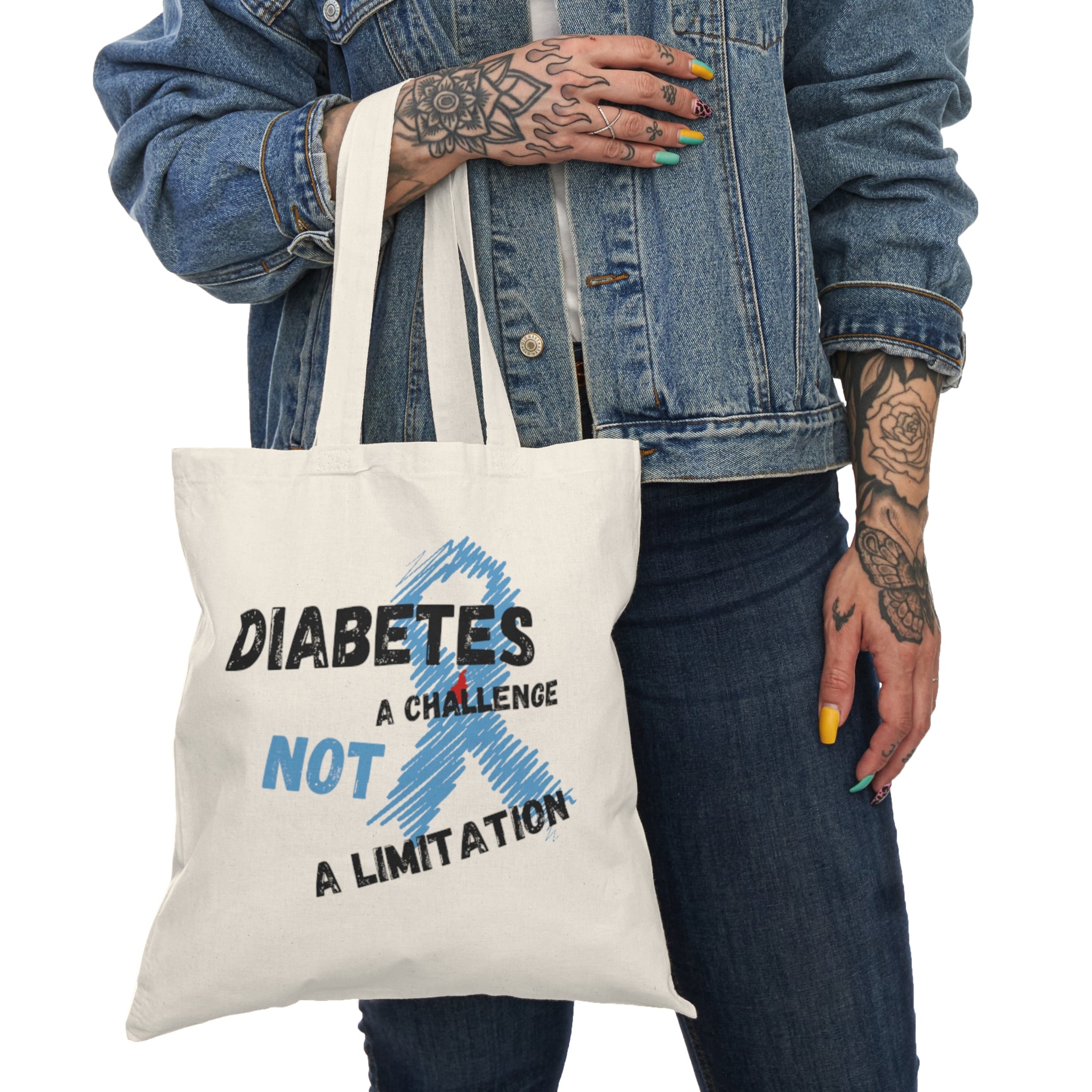 The Diabuddies Store Diabetes Not a limitation! - Tote Bag Diabetes Not a limitation! - Tote Bag: Carry your spirit of resilience with "The Diabuddies Store's" "Diabetes Not a Limitation!" Tote Bag! This inspiring and spacious tote is more than just a bag