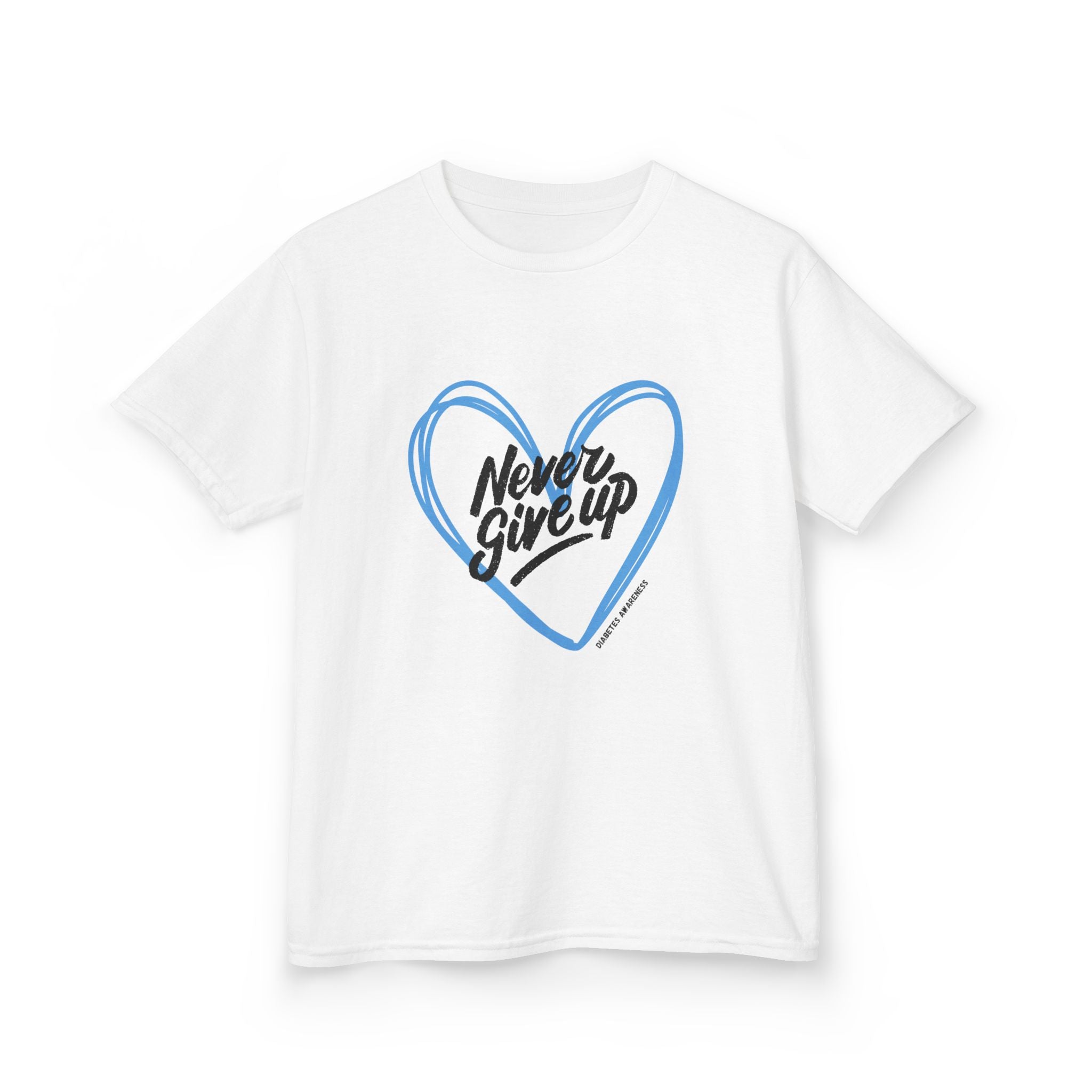 The Diabuddies Store Never Give Up - Kids Tee A powerful statement for the young warriors of the diabetes community. This super soft, comfortable Tee is the perfect way to share a message of strength, resilience, and hope. T-Shirts Kids clothes Birthday G
