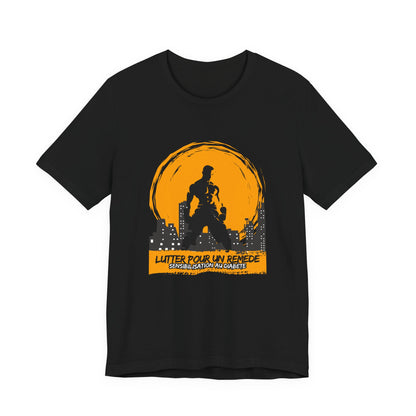 The Diabuddies Store Fighting for a Cure (French) - Unisex Tee Fighting for a Cure (French) - Unisex Tee: Make a statement that matters with this French Unisex Tee. This comfortable and versatile shirt is a powerful way to raise awareness and spark conver
