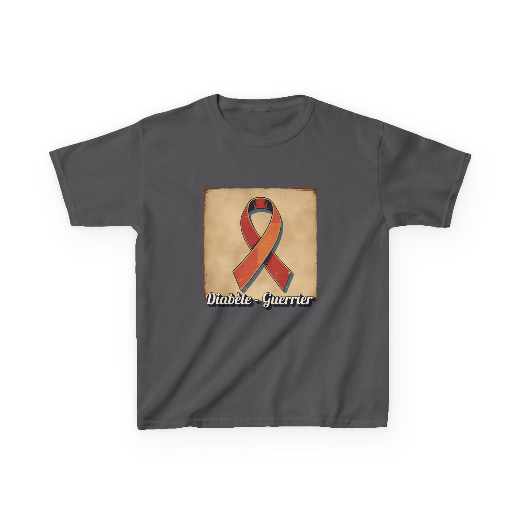 The Diabuddies Store Diabetes Warrior, Retro Look (French / Guerrier) - Kids Tee Diabetes Warrior, Retro Look (French / Guerrier) - Kids Tee: Let your young one show off their strength and style with our "Diabète Guerrier" Retro Look French Kids Tee! T-Sh