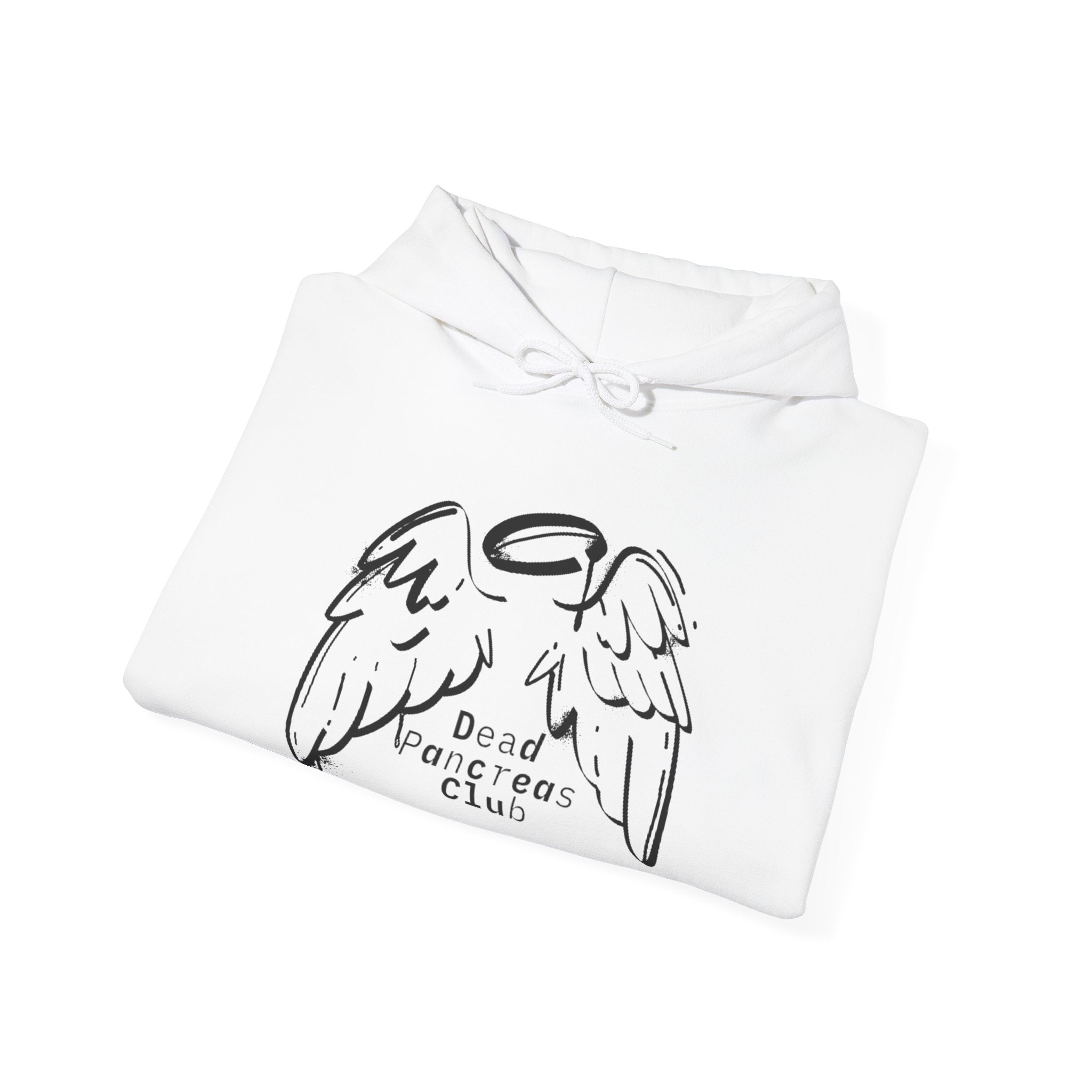 The Diabuddies Store Dead Pancreas Club (Angel Wings) - Unisex Hoodie Dead Pancreas Club (Angel Wings) - Unisex Hoodie: Join the club and wrap yourself in cozy defiance! This warm and uniquely designed hoodie offers a raw, honest, and darkly humorous take