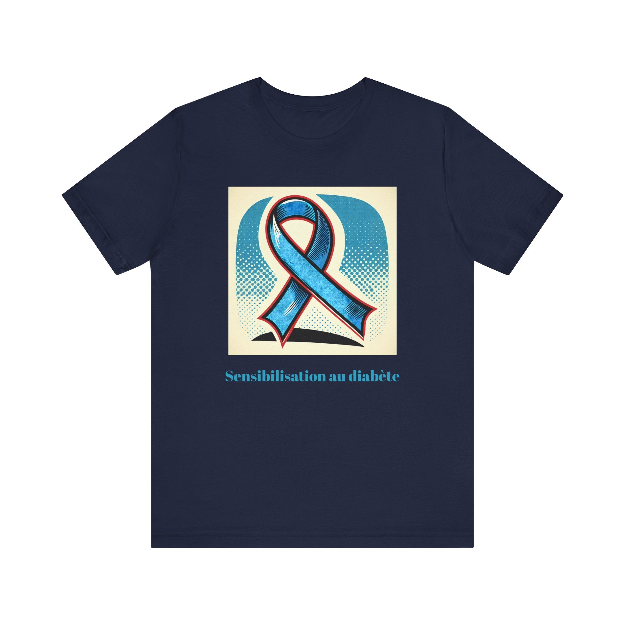 Diabetes Awareness, Blue Ribbon (French) - Unisex Tee The Diabuddies Store T-Shirts $22.50