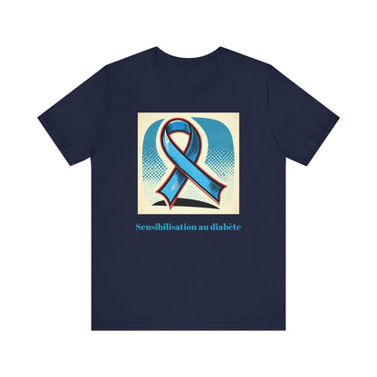 Diabetes Awareness, Blue Ribbon (French) - Unisex Tee The Diabuddies Store T-Shirts $22.50