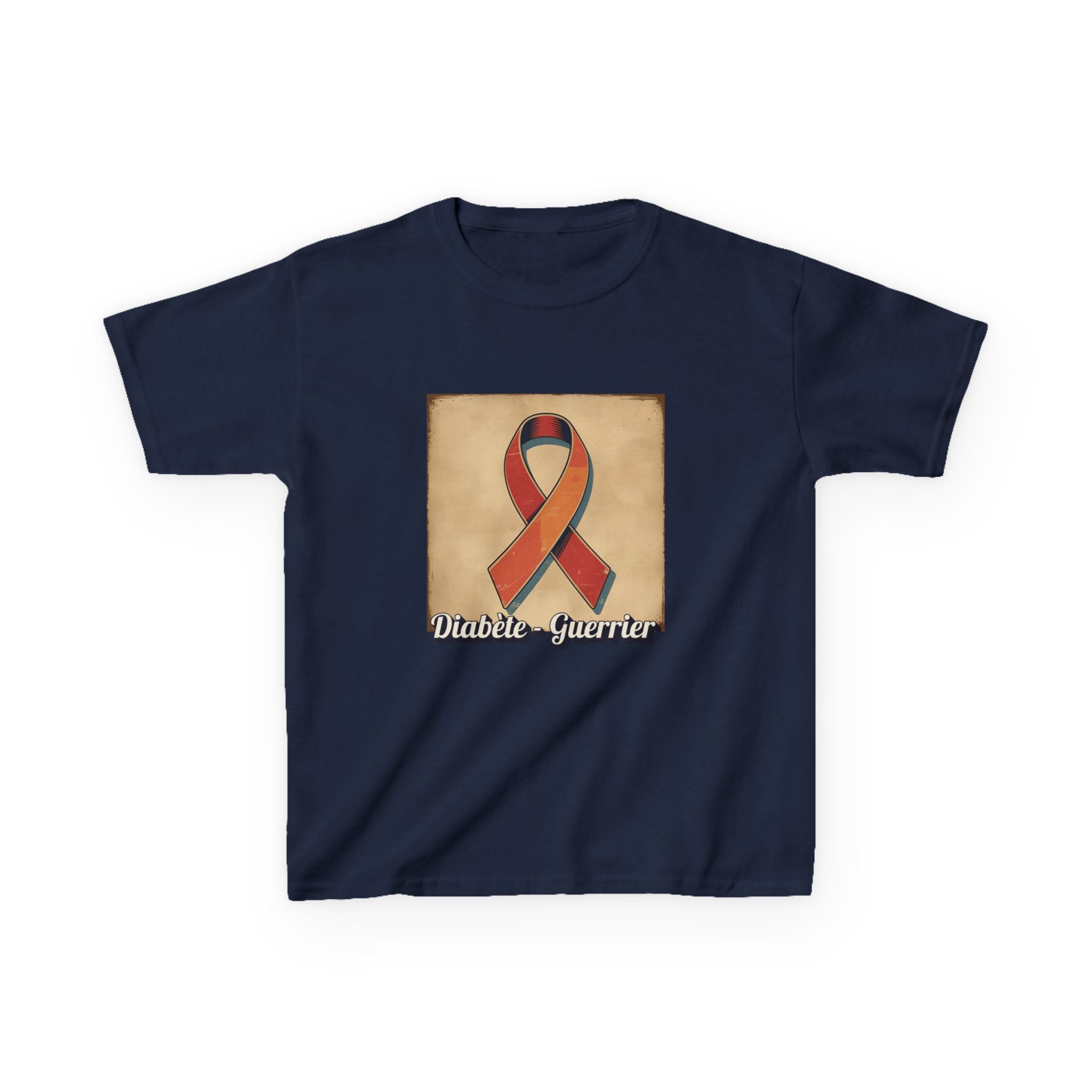 The Diabuddies Store Diabetes Warrior, Retro Look (French / Guerrier) - Kids Tee Diabetes Warrior, Retro Look (French / Guerrier) - Kids Tee: Let your young one show off their strength and style with our "Diabète Guerrier" Retro Look French Kids Tee! T-Sh