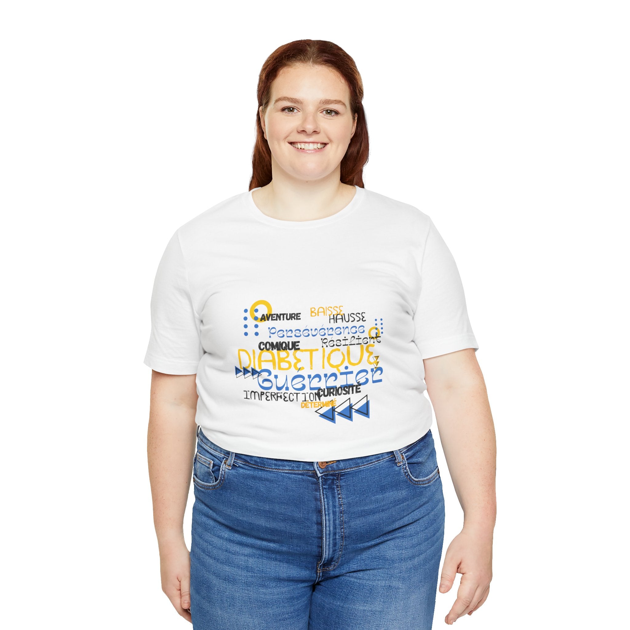 The Diabuddies Store Uplifted & Unleashed (French) - Unisex Tee Uplifted & Unleashed (French) - Unisex Tee: Embrace your strength, defy the odds. This tee is more than just a shirt; it's a vibrant testament to the diabetic warrior within. T-Shirts $22.50
