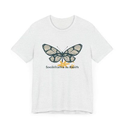 Green Butterfly & Flowers (French) Unisex Tee The Diabuddies Store T-Shirts $22.38