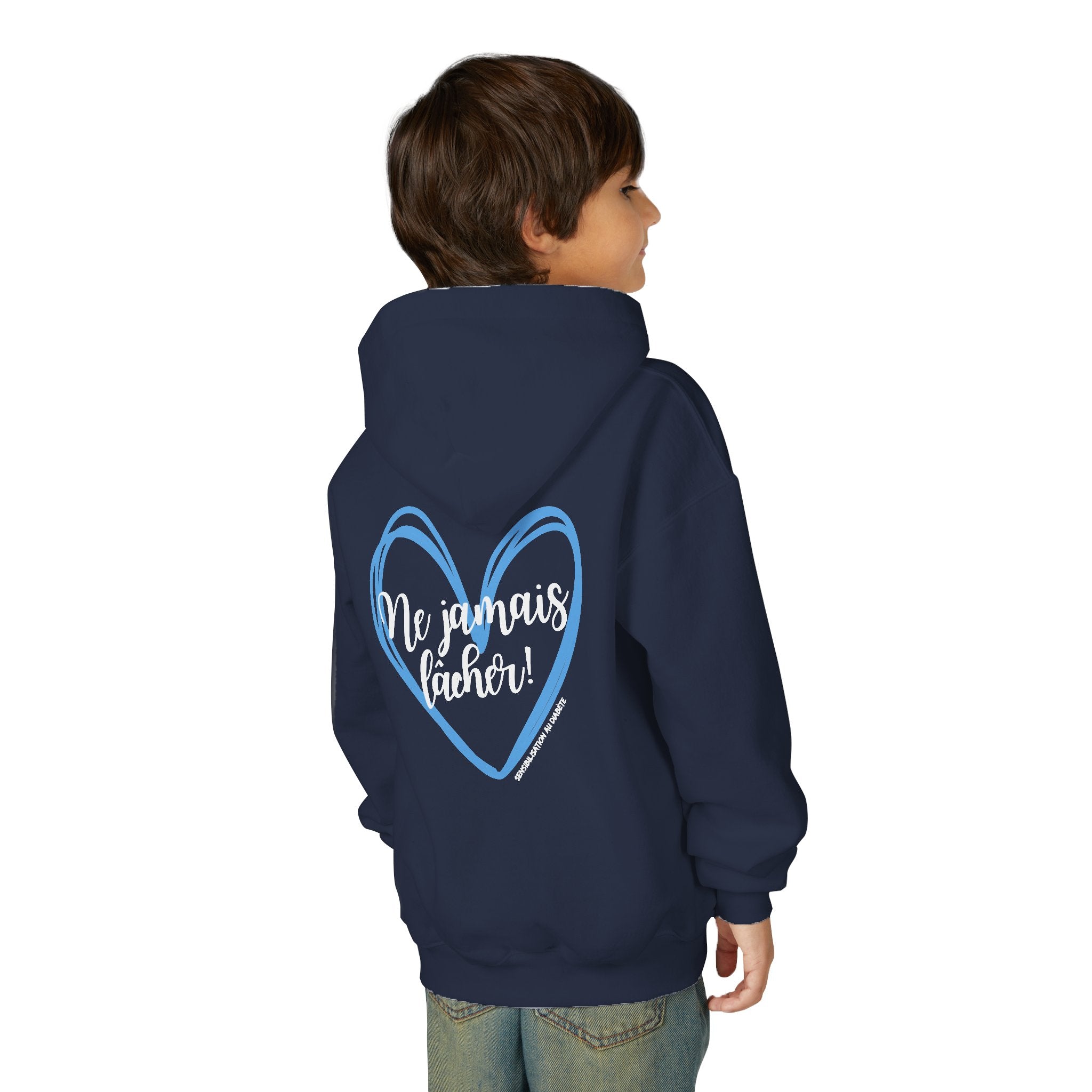 The Diabuddies Store Never Give Up French - Youth Hoodie Never Give Up French - Youth Hoodie: A powerful statement for the young warriors of the diabetes community. This French "Ne jamais lâcher" hoodie is the perfect way to share a message of strength, r