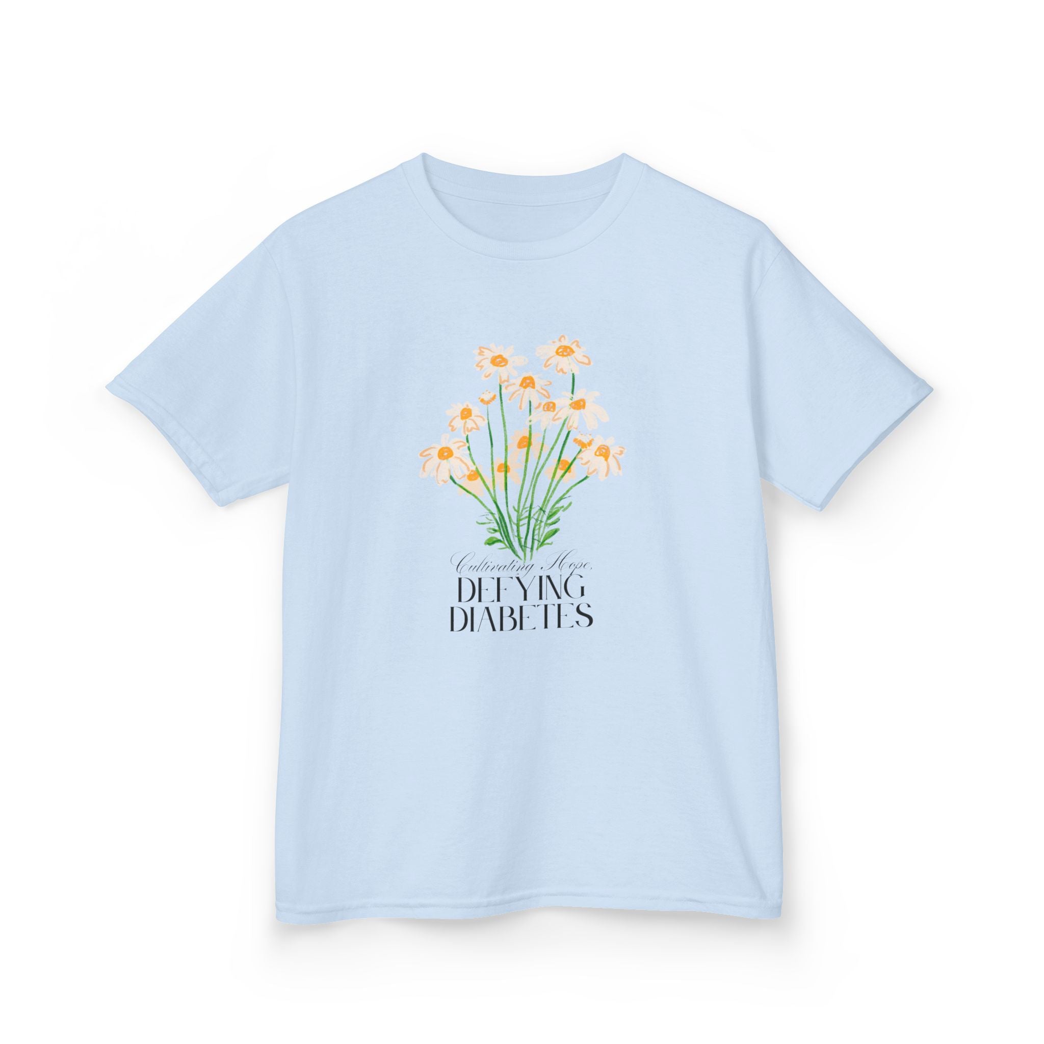 The Diabuddies Store Cultivating Hope, Defying Diabetes - Kids Tee Cultivating Hope, Defying Diabetes - Kids Tee: Wear your message of strength! This tee is a powerful statement of resilience and optimism for kids. T-Shirts $19.22