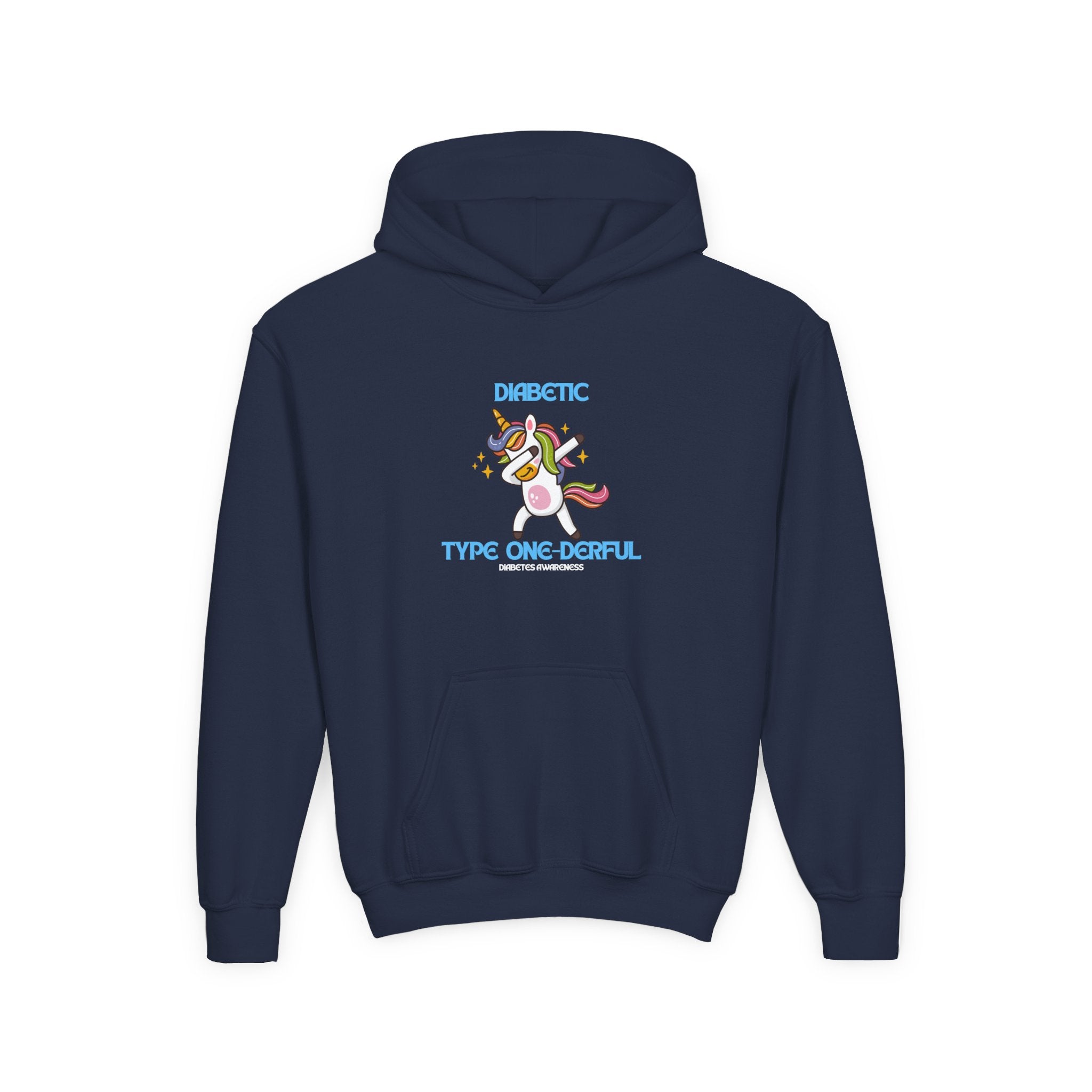 The Diabuddies Store Type One-derful - Youth Hoodie Type One-derful - Youth Hoodie: Embrace your Type 1 journey with pride! A joyful, empowering tribute. Playful spin on 'wonderful'. Hoodies $32.49