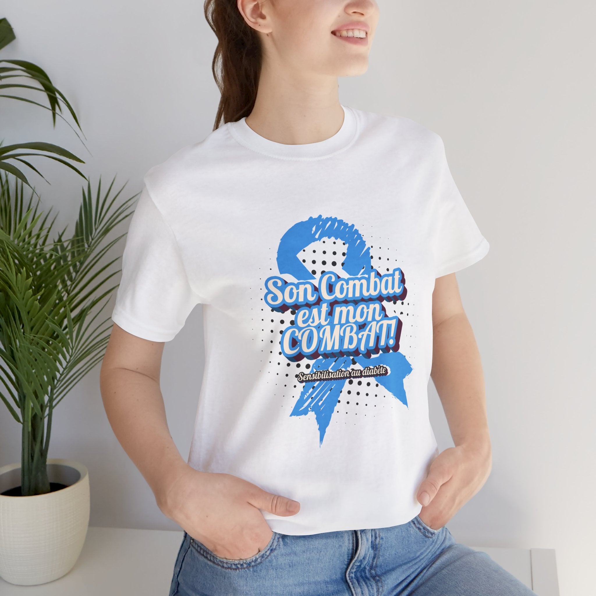 His Fight is my Fight! (French in blue) - Unisex Tee The Diabuddies Store T-Shirts $30.27