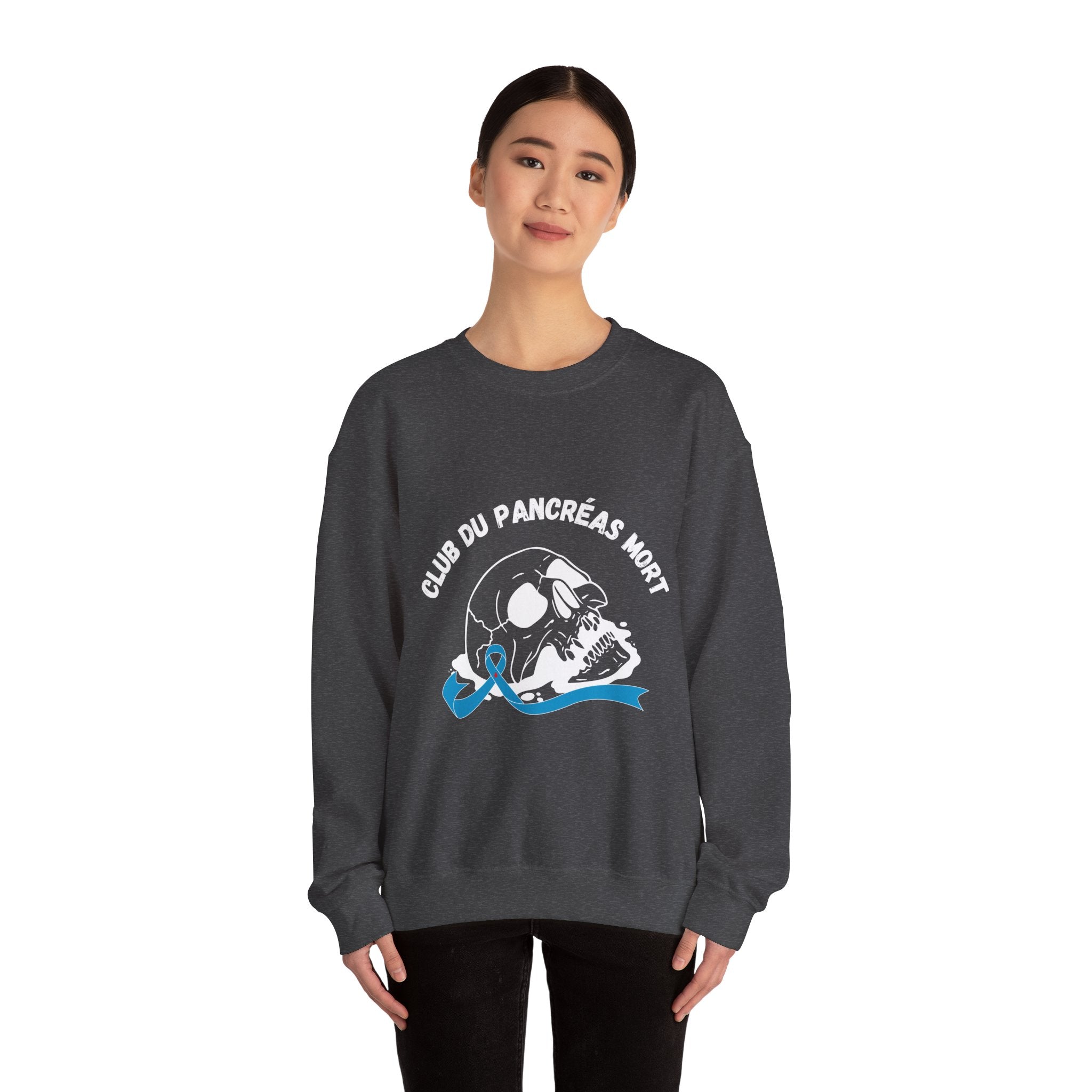 Skull & Blue Ribbon, Dead Pancreas Club (French) Sweatshirt The Diabuddies Store Sweatshirts $35.70