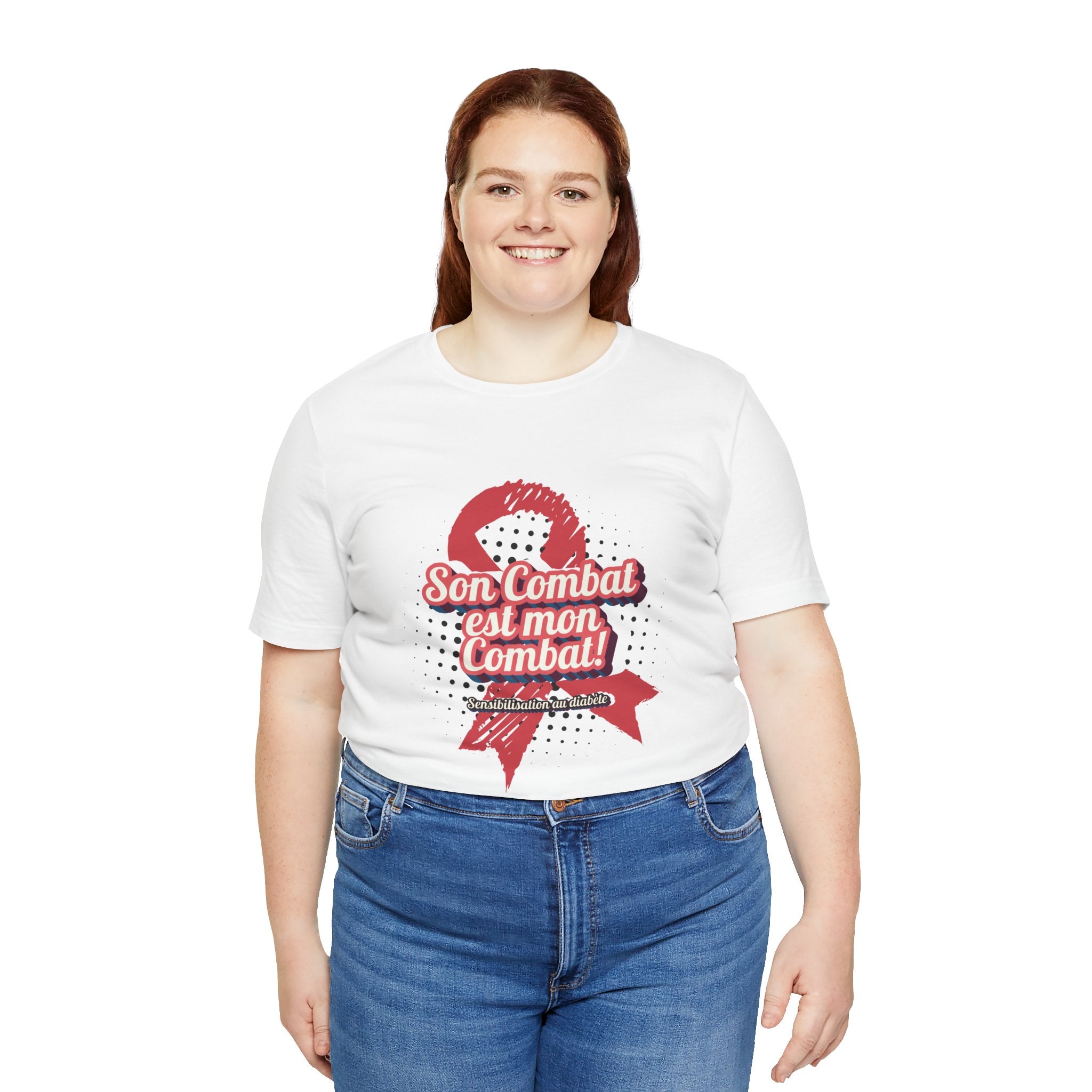 Her Fight is my Fight! (French in Pink) - Unisex Tee The Diabuddies Store T-Shirts $30.27