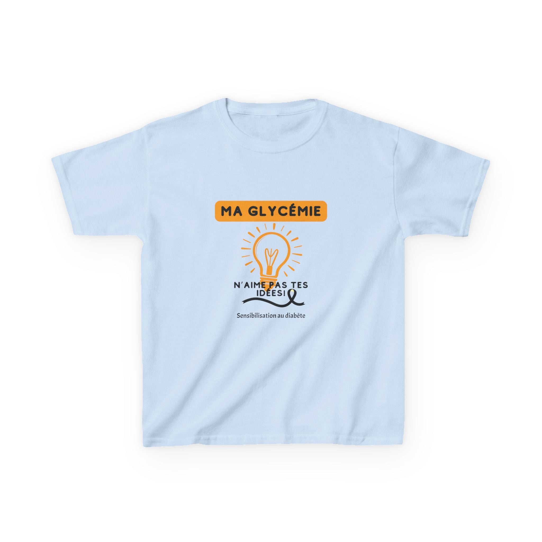 The Diabuddies Store My Blood Sugar Doesn't Agree (French) - Kids Tee My Blood Sugar Doesn't Agree (French) - Kids Tee: A humorous tee for the little warrior in your life. This "Ma glycémie n'aime pas tes idées" Kids' French Tee is a fun and relatable way