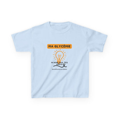 The Diabuddies Store My Blood Sugar Doesn't Agree (French) - Kids Tee My Blood Sugar Doesn't Agree (French) - Kids Tee: A humorous tee for the little warrior in your life. This "Ma glycémie n'aime pas tes idées" Kids' French Tee is a fun and relatable way
