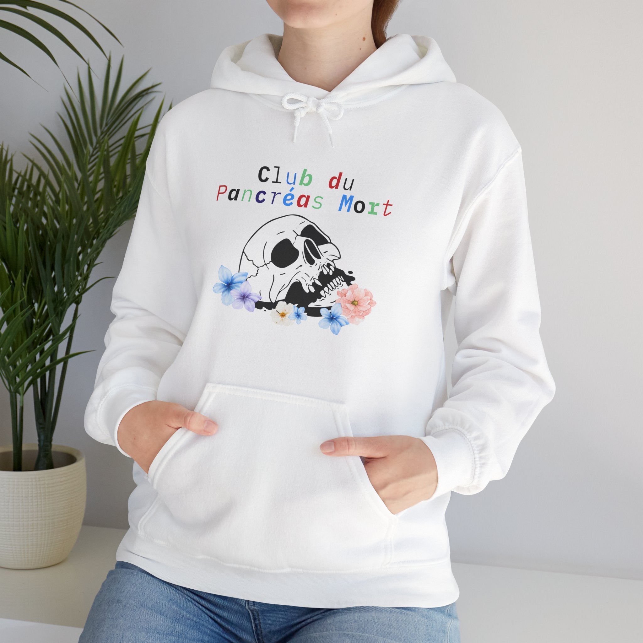 Skull & Flowers, Dead Pancreas Club (French) - Unisex Hoodie The Diabuddies Store Hoodies $32.41