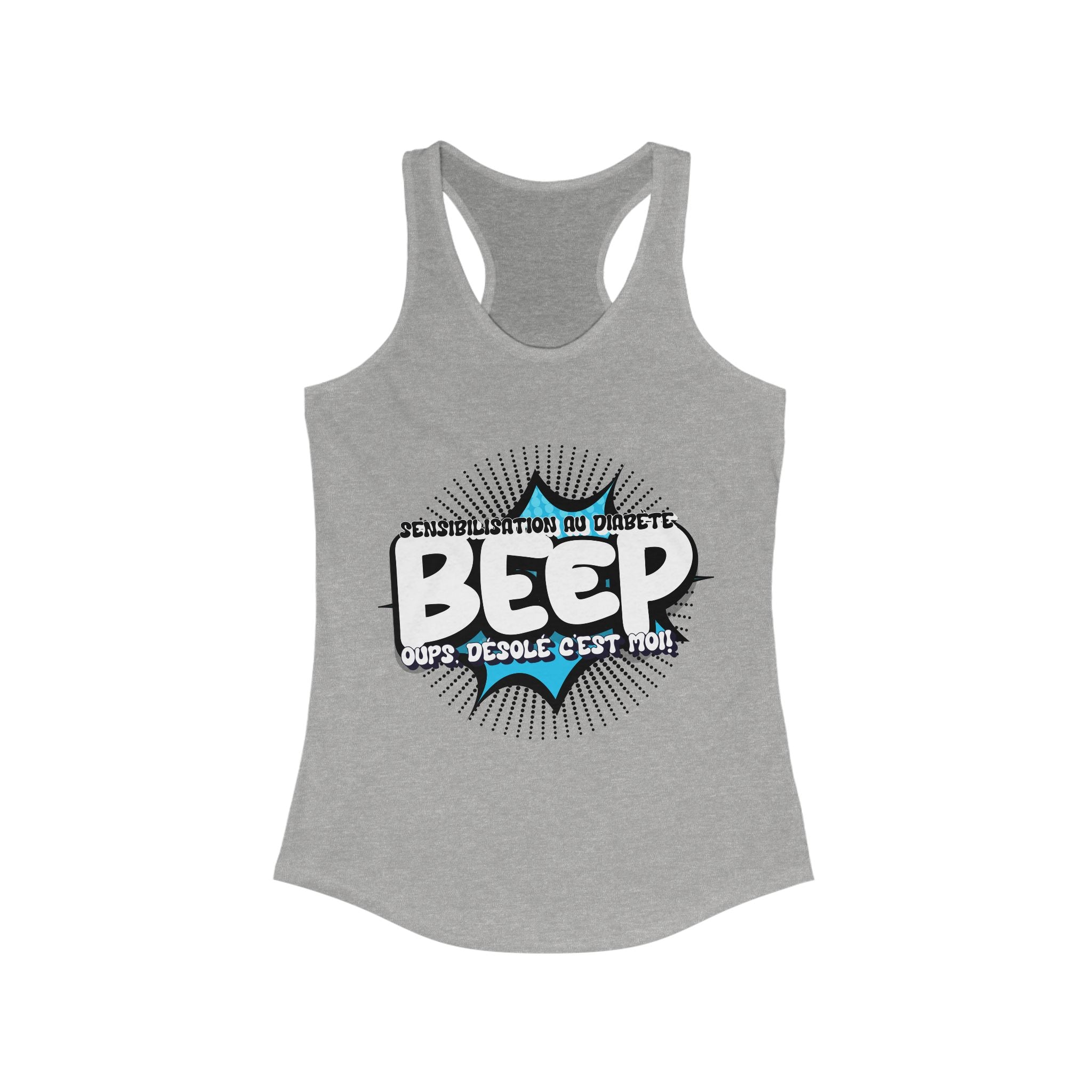 The Diabuddies Store BEEP - Sorry It's me! (French) - Racerback Tank BEEP - Sorry It's me! (French) - Racerback Tank: Always making an entrance? The delightful disruptor! Embrace the constant buzz of life in comfort and style! Tank Tops $19.96