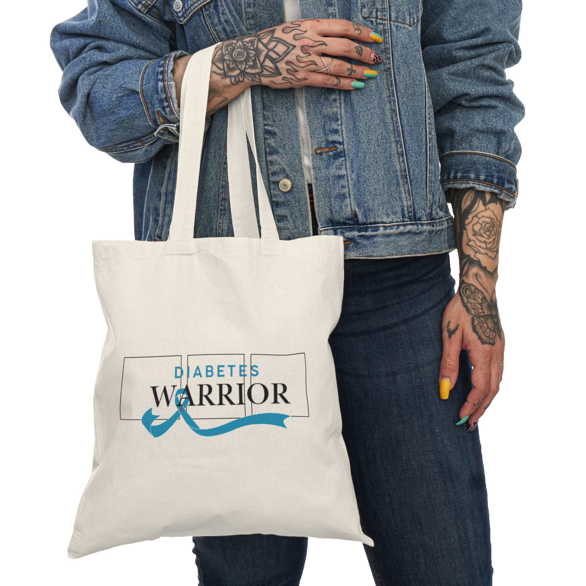Diabetes Warrior & Blue Ribbon - Tote Bag The Diabuddies Store Tote Bags $9.98