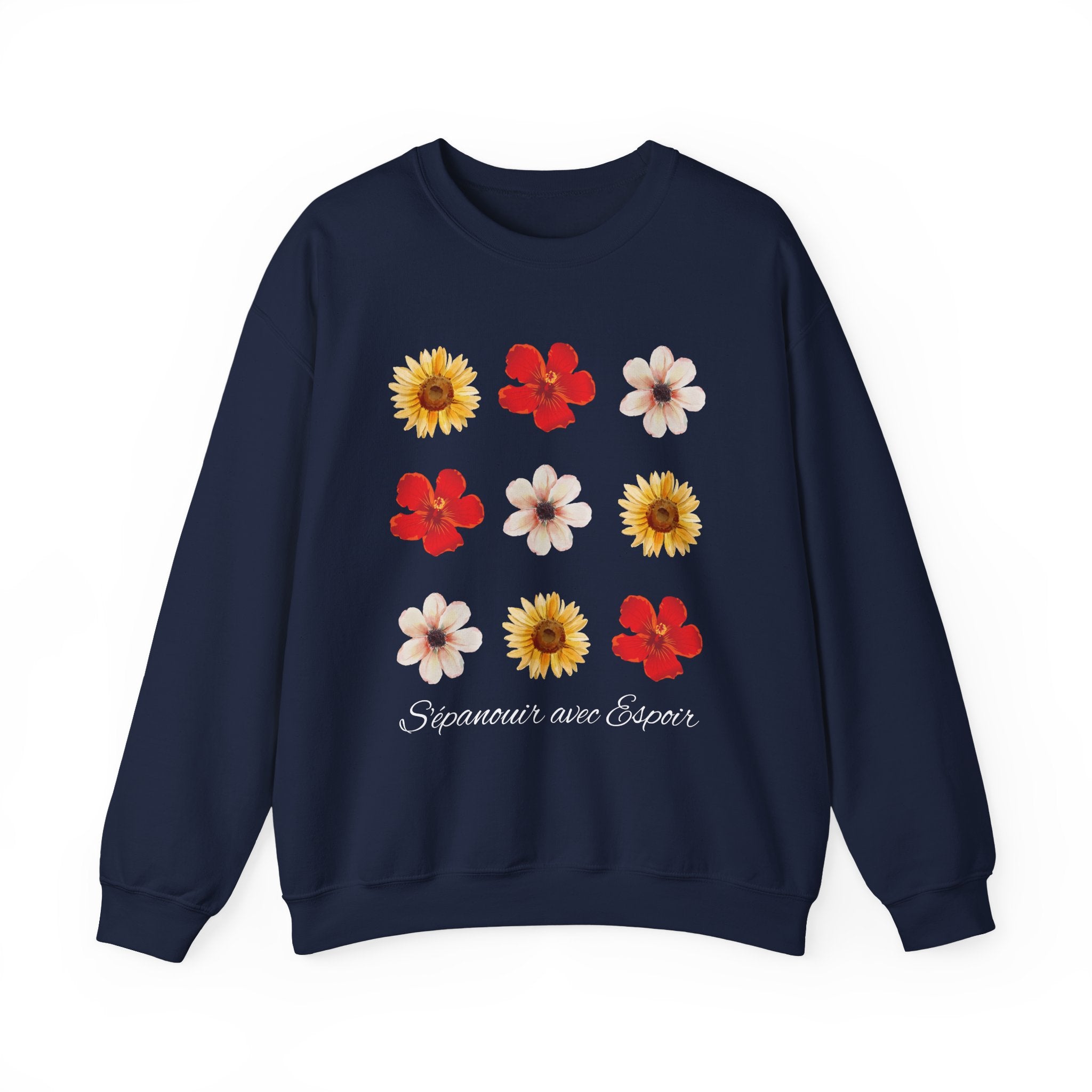 The Diabuddies Store Blossiming with Hope (French) - Unisex Sweatshirt Blossiming with Hope (French) - Unisex Sweatshirt: "S'épanouir avec Espoir" symbolizes growth and enduring optimism. Let yourself blossom! Sweatshirts $35.70