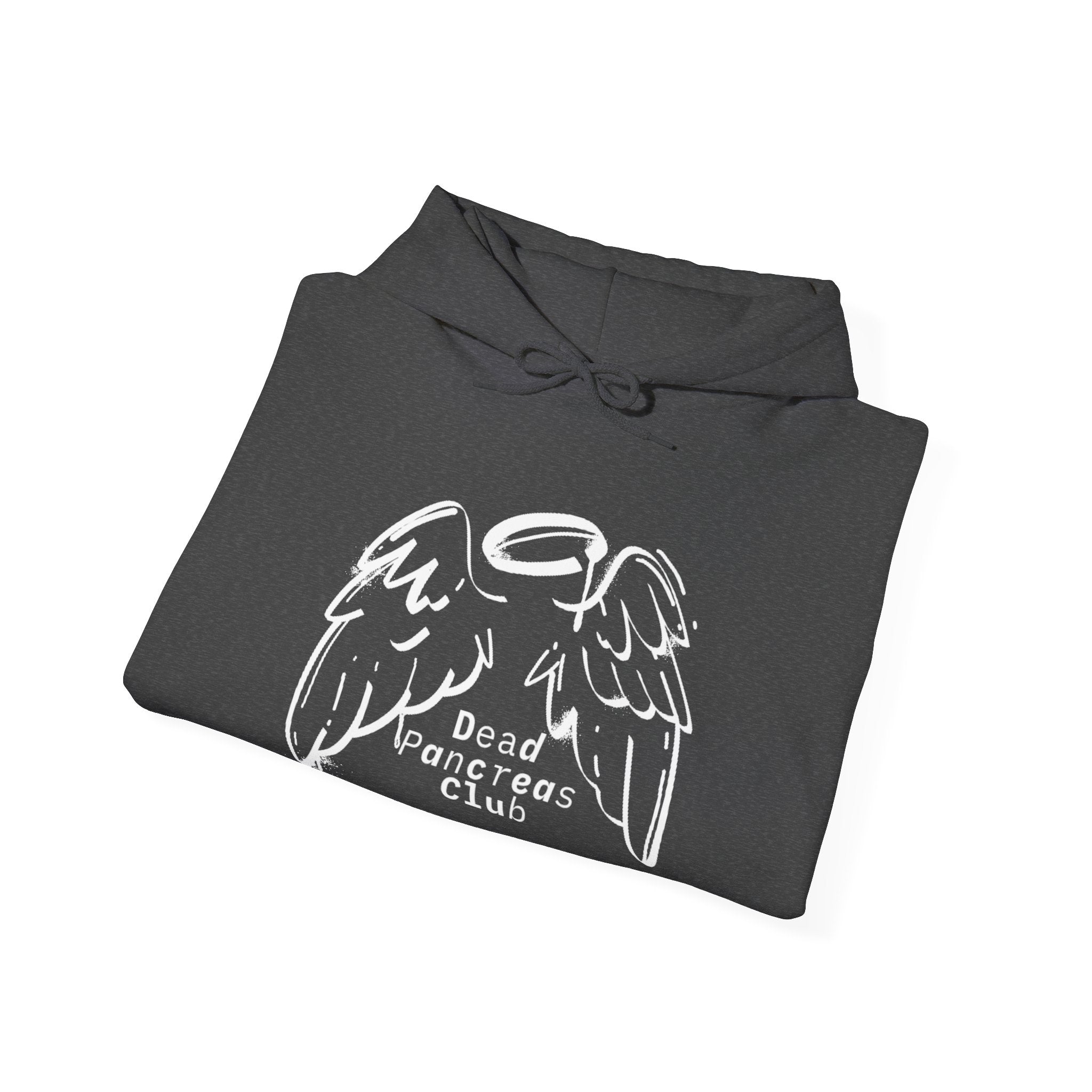 The Diabuddies Store Dead Pancreas Club (Angel Wings) - Unisex Hoodie Dead Pancreas Club (Angel Wings) - Unisex Hoodie: Join the club and wrap yourself in cozy defiance! This warm and uniquely designed hoodie offers a raw, honest, and darkly humorous take