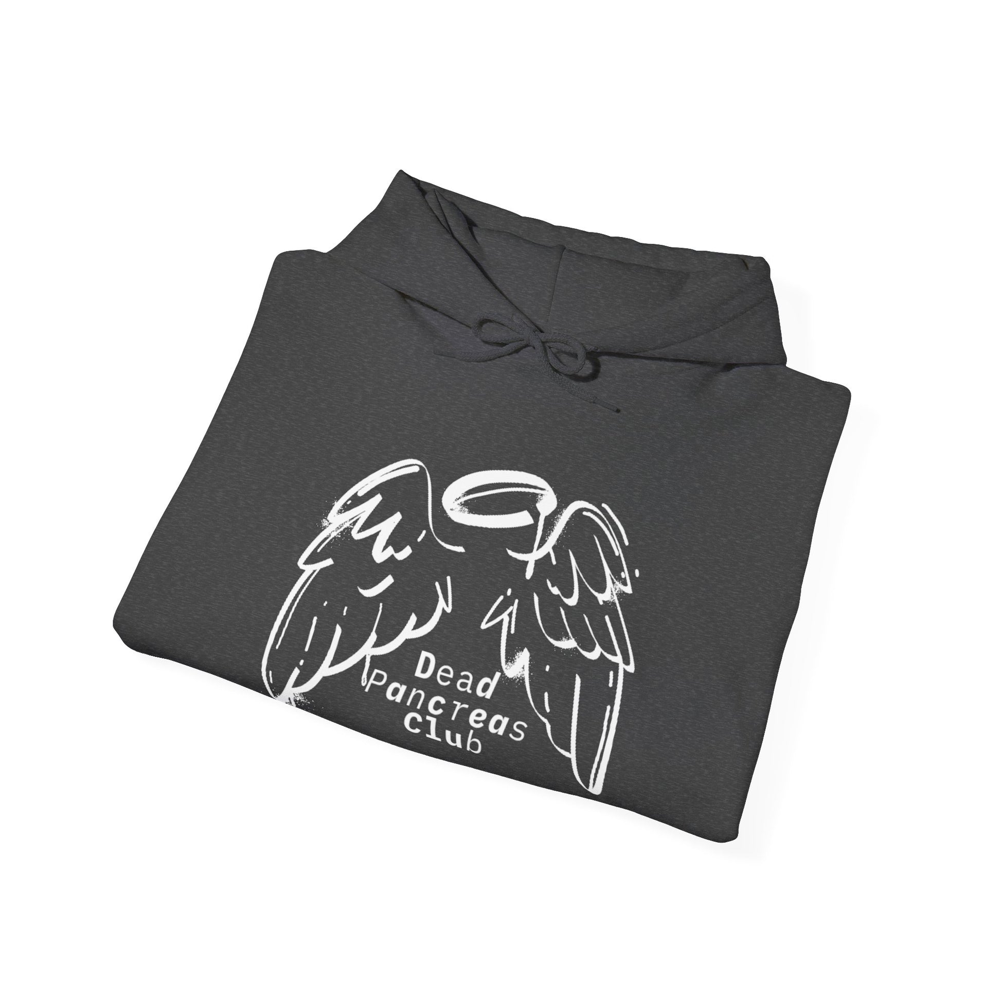 The Diabuddies Store Dead Pancreas Club (Angel Wings) - Unisex Hoodie Dead Pancreas Club (Angel Wings) - Unisex Hoodie: Join the club and wrap yourself in cozy defiance! This warm and uniquely designed hoodie offers a raw, honest, and darkly humorous take