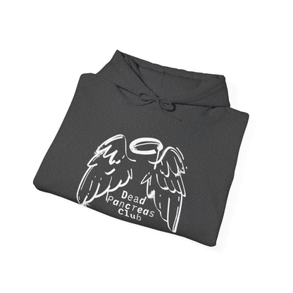 The Diabuddies Store Dead Pancreas Club (Angel Wings) - Unisex Hoodie Dead Pancreas Club (Angel Wings) - Unisex Hoodie: Join the club and wrap yourself in cozy defiance! This warm and uniquely designed hoodie offers a raw, honest, and darkly humorous take