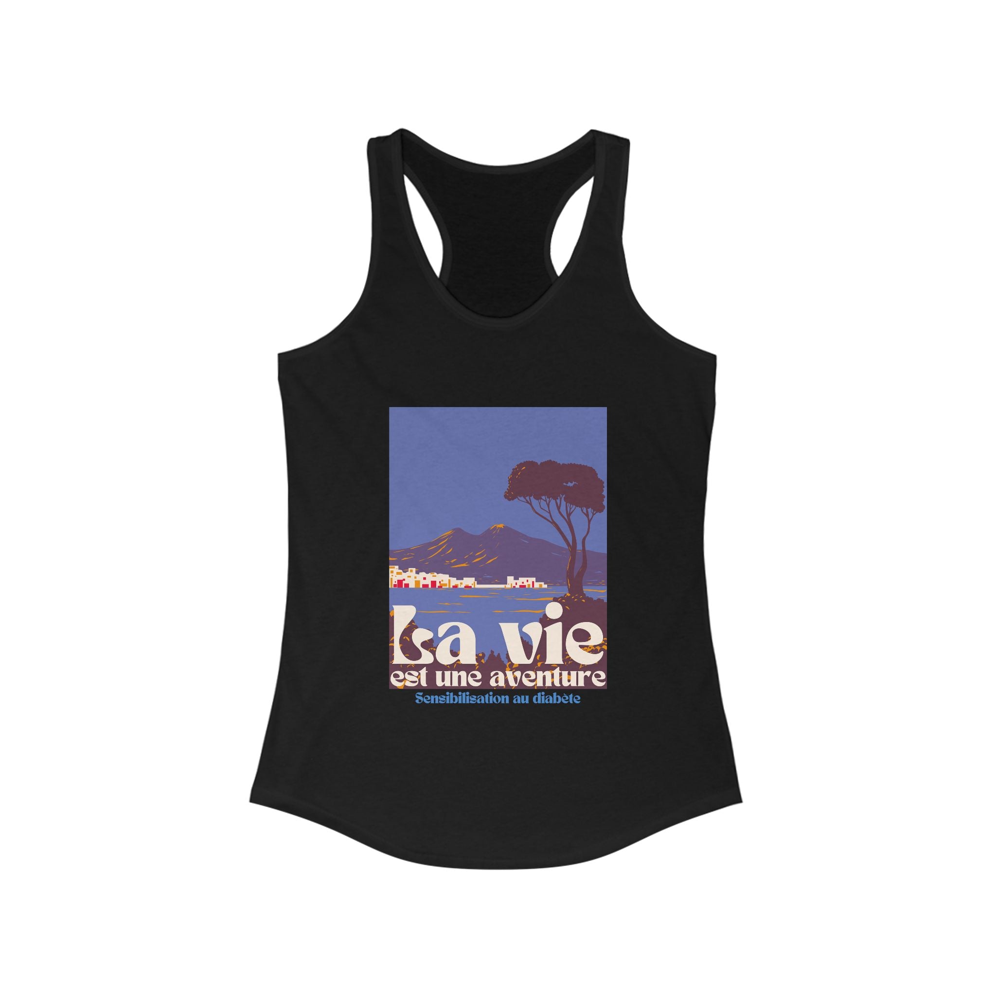 The Diabuddies Store Life is an Adventure, Ocean View (French) - Racerback Tank Life is an Adventure, Ocean View (French) - Racerback Tank: Embrace the call of the wild with our "La vie est une aventure" Tank. This Tank is for anyone who finds their soul