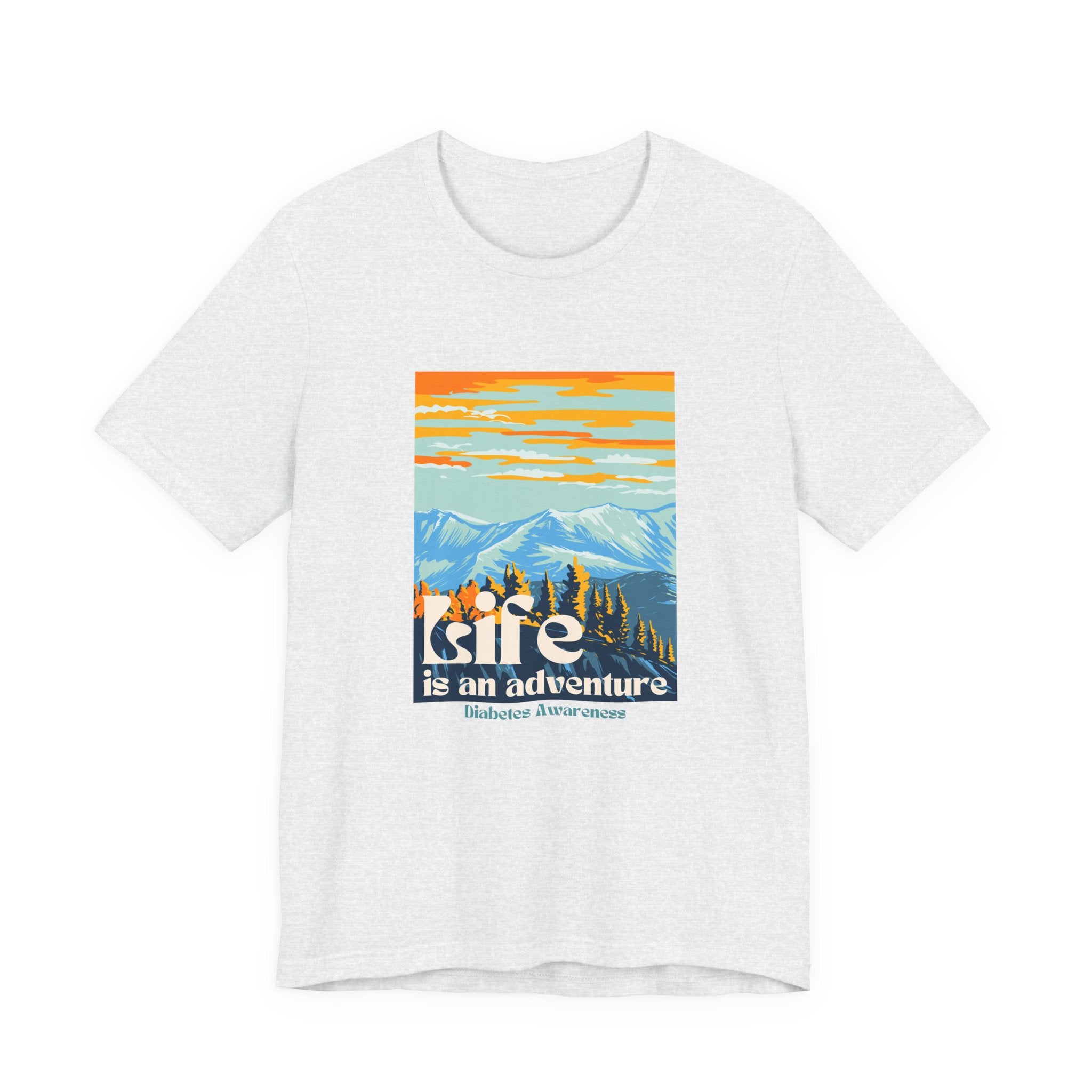The Diabuddies Store Life is an Adventure, Mountains - Unisex Tee Life is an Adventure, Mountains - Unisex Tee: Soul in the outdoors? This tee's for you! Embrace nature's call, from peaks to trails. Your adventure starts here. T-Shirts $22.50