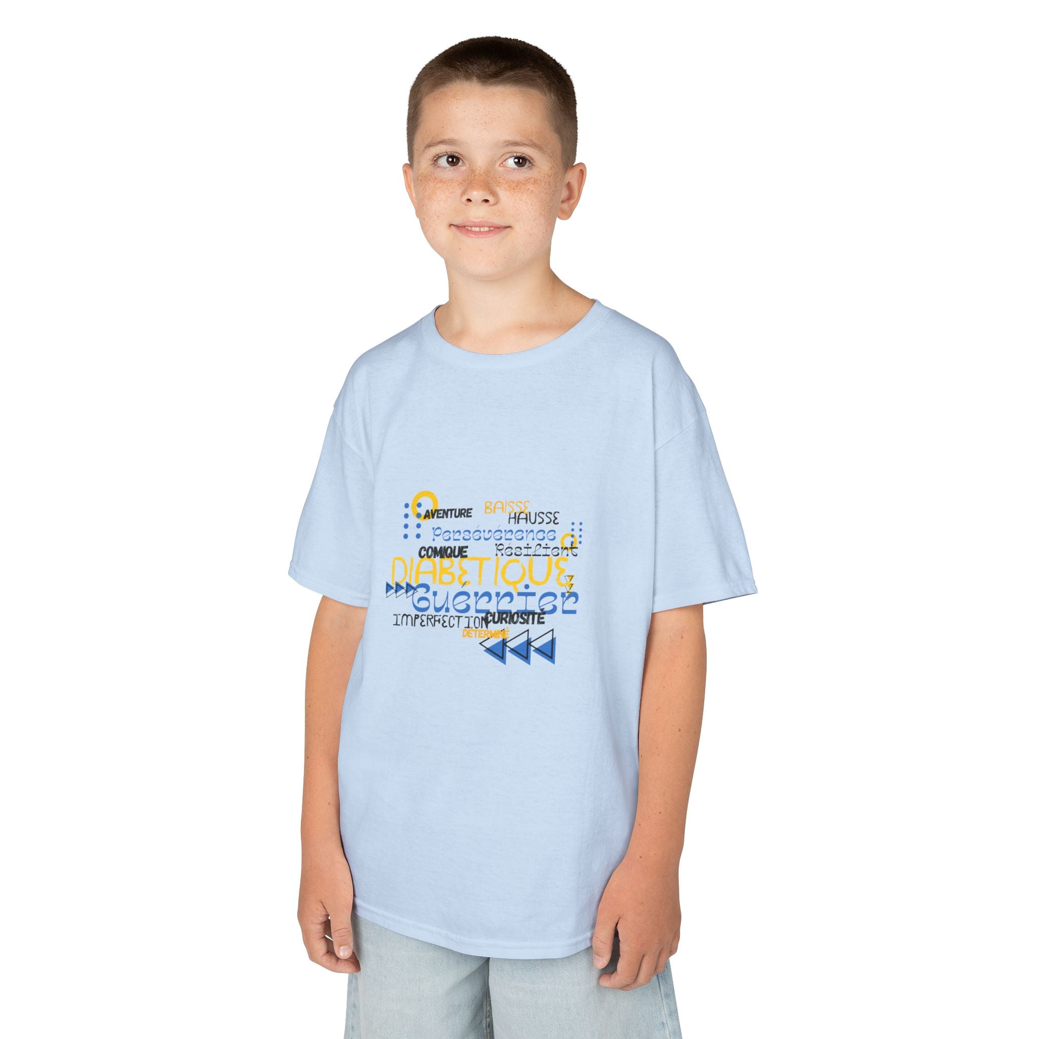 The Diabuddies Store Uplifted & Unleashed (French) - Kids Tee Uplifted & Unleashed (French) - Kids Tee: Embrace your strength, defy the odds. The "Uplifted & Unleashed" Kids Tee is more than just a Tee; it's a vibrant testament to the diabetic warrior wit