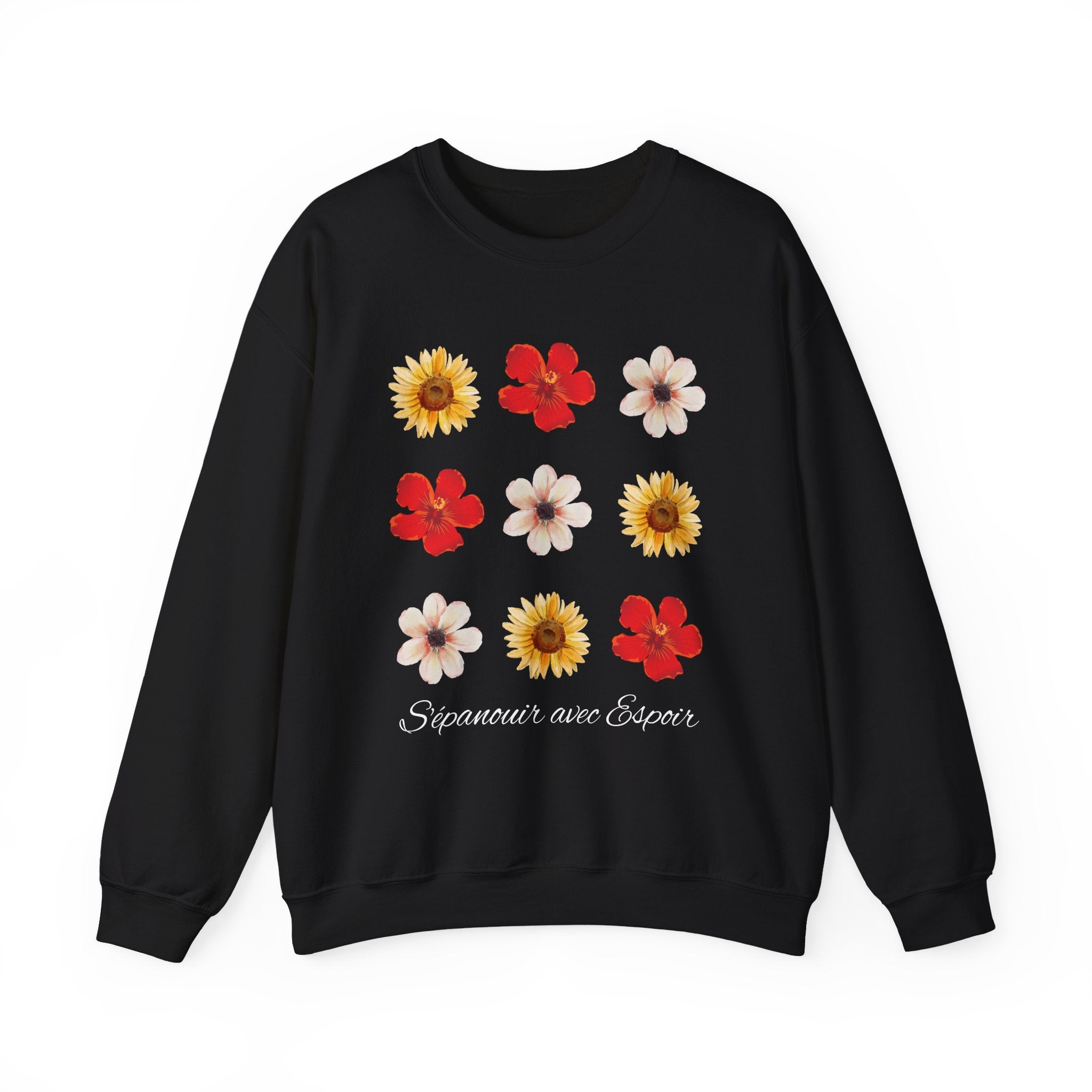 The Diabuddies Store Blossiming with Hope (French) - Unisex Sweatshirt Blossiming with Hope (French) - Unisex Sweatshirt: "S'épanouir avec Espoir" symbolizes growth and enduring optimism. Let yourself blossom! Sweatshirts $32.95