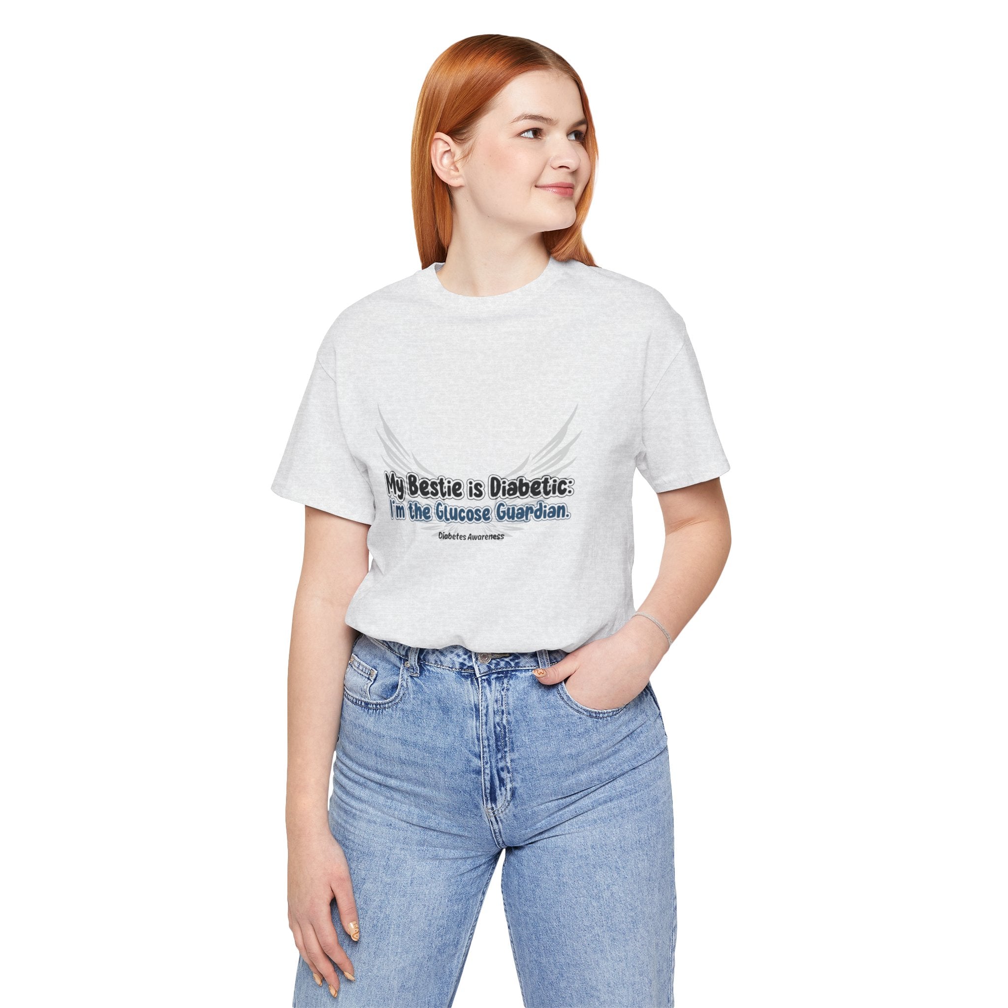 The Diabuddies Store My Bestie is Diabetic, I'm the Guardian - Unisex Tee My Bestie is Diabetic, I'm the Guardian - Unisex Tee: Celebrate your vital role! A proud statement of your commitment & unique connection as a guardian. T-Shirts $22.50