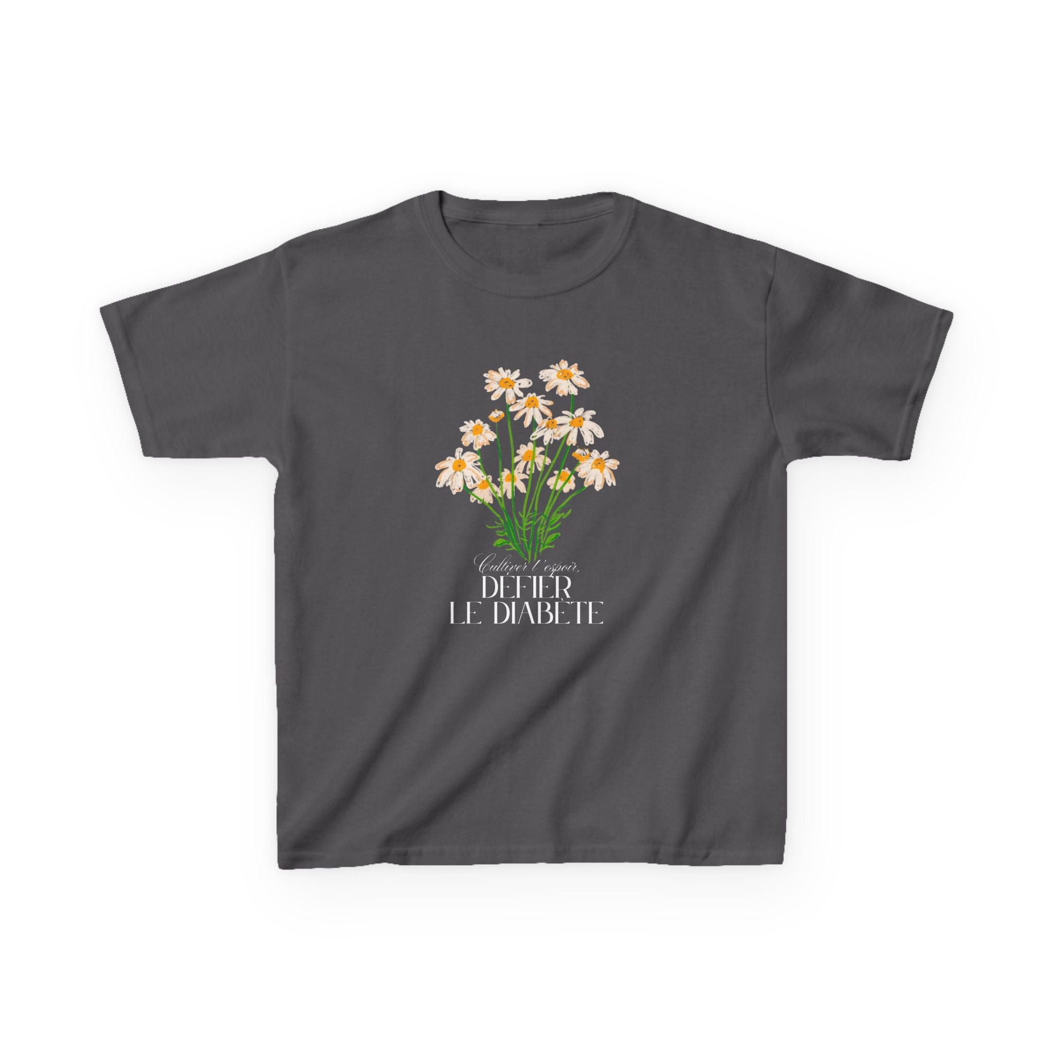 The Diabuddies Store Cultivating Hope, Defying Diabetes (French) - Kids Tee Cultivating Hope, Defying Diabetes (French) - Kids Tee: Wear your message of strength! This tee is a powerful statement of resilience and optimism for kids. T-Shirts $17.74