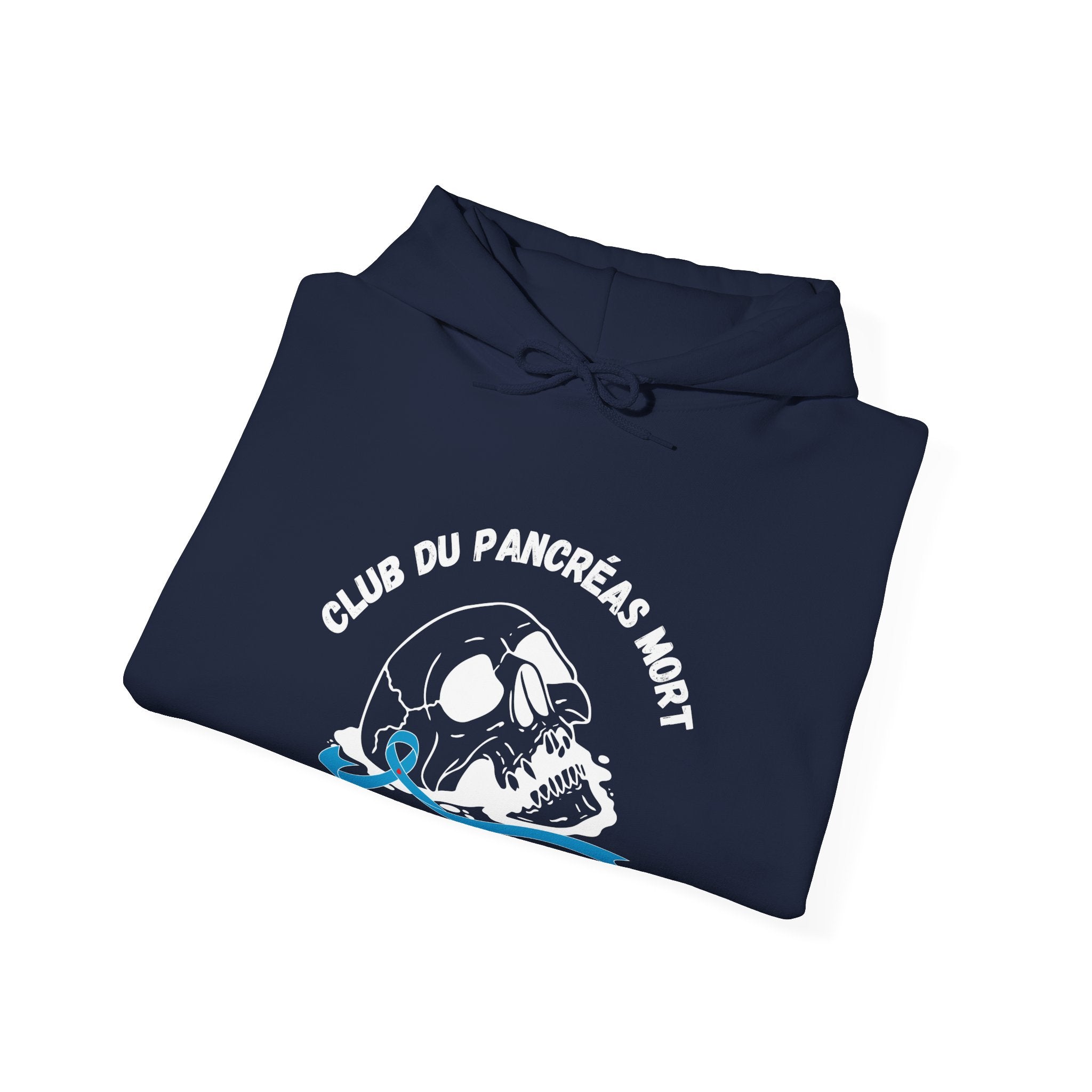Skull & Blue Ribbon Dead Pancreas Club (French) Hoodie The Diabuddies Store Hoodies $32.41